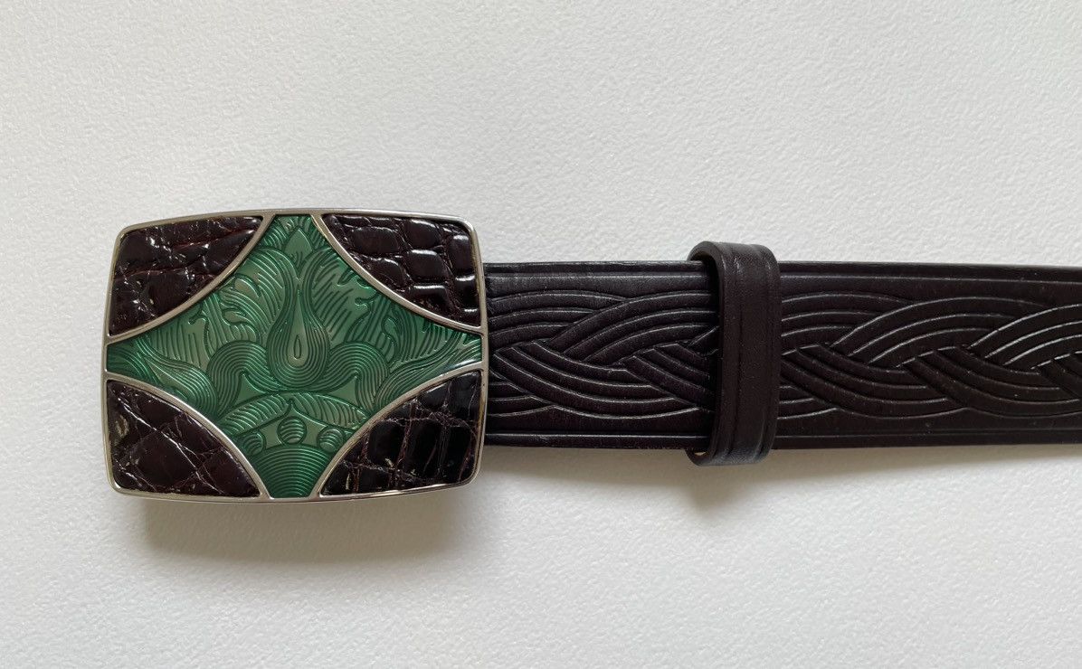 Prada Mid 2000s Western Plaque Buckle Belt Size 30 - 10 Thumbnail