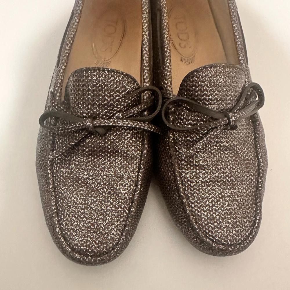 Tod's Tod’s Heaven Lacetto Metallic Silver Gray Drivers Loafers 39 Size US 9 / IT 39 - 2 Thumbnail