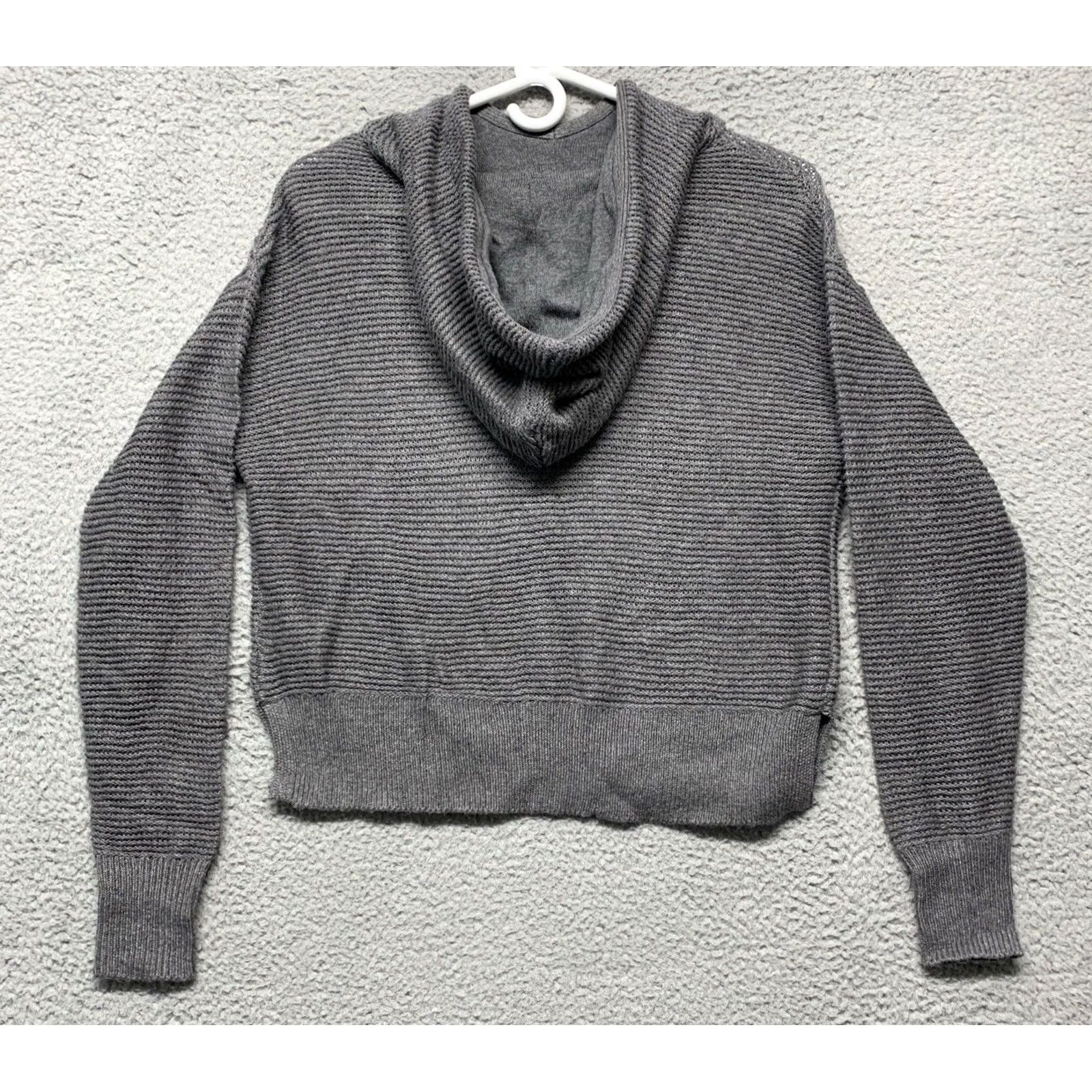 Vintage VINTAGE Women's XS Hooded Pullover Sweater Cropped Long Sleeve Gray 3” Side Slits NEW Size XS / US 0-2 / IT 36-38 - 6 Thumbnail