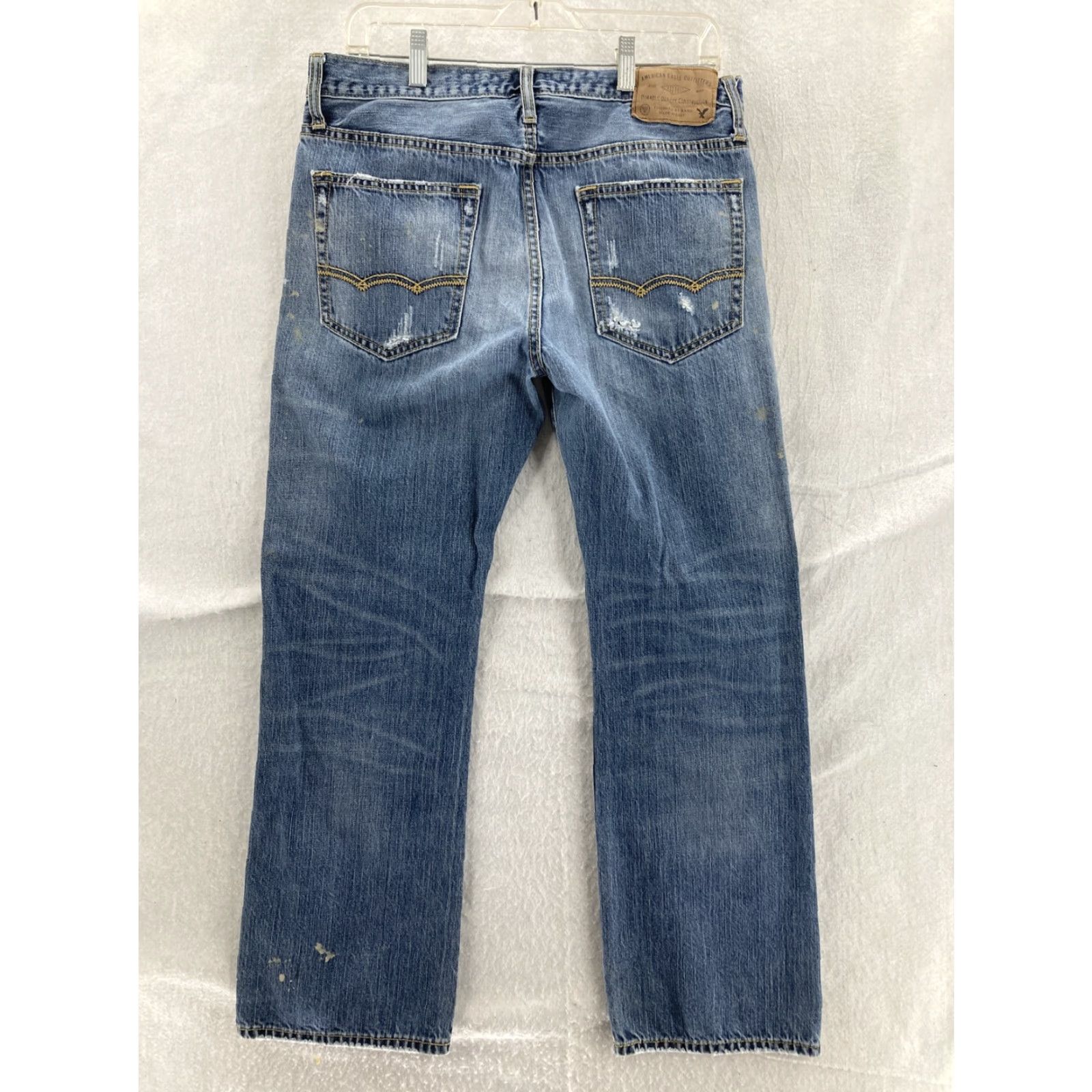 American Eagle Outfitters American Eagle Outfitters Jeans Mens 32 x 30 Denim Distressed Blue 5-Pocket Regular Straight Belt Loops USA Modern 90s Mens Size US 32 / EU 48 - 2 Thumbnail