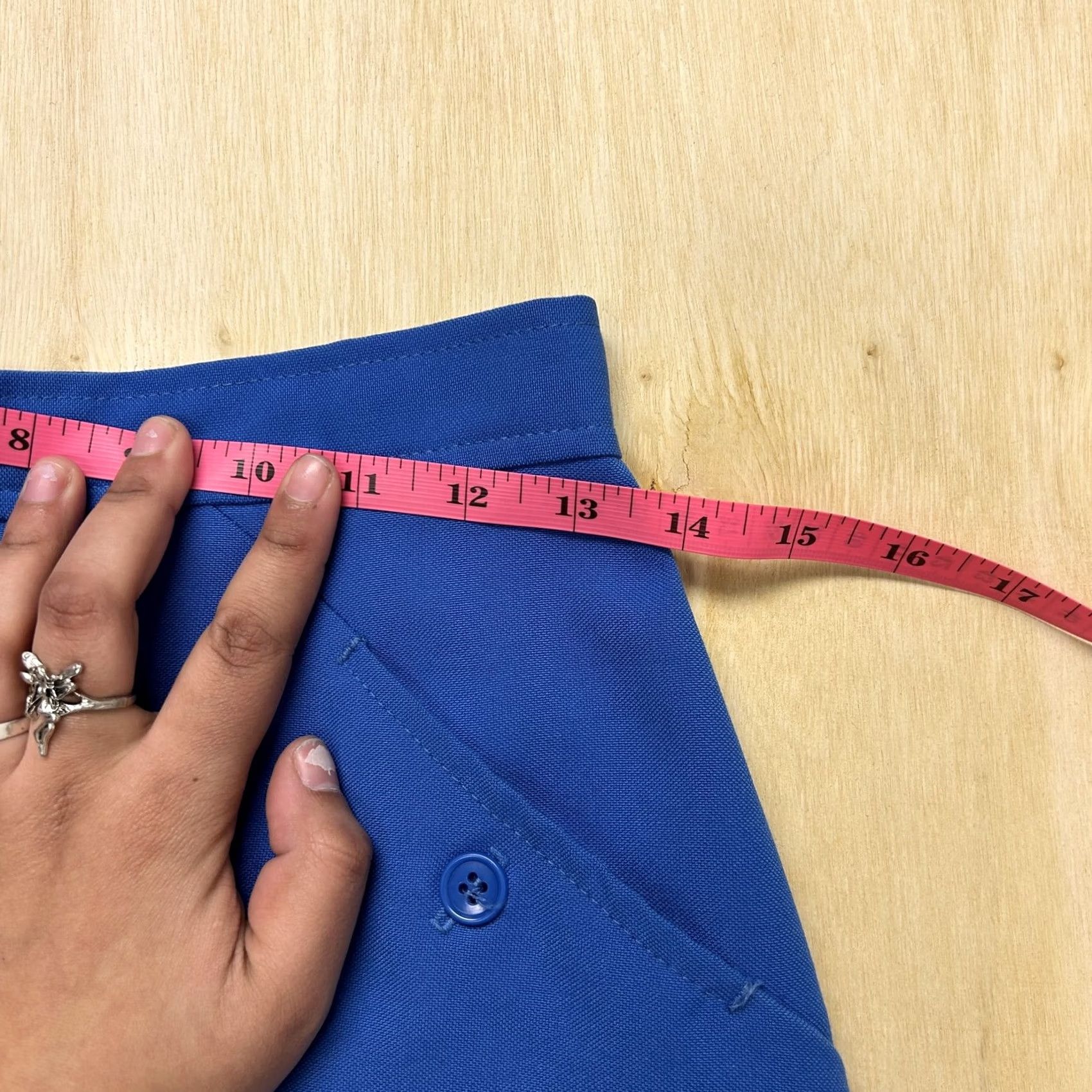 Vintage VINTAGE Cheer's Skirt Womens 9/10 Blue A-Line Midi Zip High Waist Pockets Button United States Union Made Womens Size 30" / US 8 / IT 44 - 3 Thumbnail