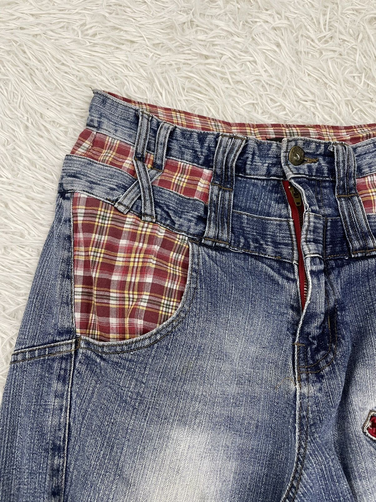 Japanese Brand B-S Complexity Gingham Dual Waist Jeans Pant Size US 31 - 5 Thumbnail