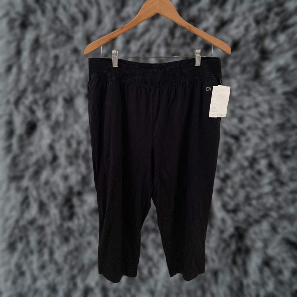 Vintage NEW! Gap Fit Pants Joggers Sz Large Womens Black Comfy! Athleisure Crop pullon Size 36" / US 14 / IT 50 - 1 Thumbnail