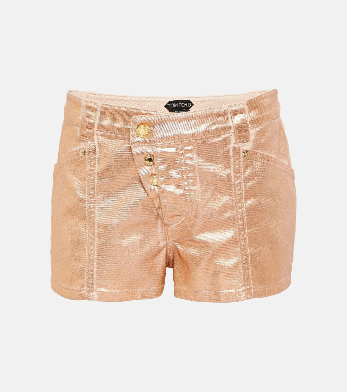 Tom Ford o1w1db10225 SHD010 Coated Mid Rise Denim Short in All Nude Size 25" / US 0 / IT 36 - 1 Thumbnail