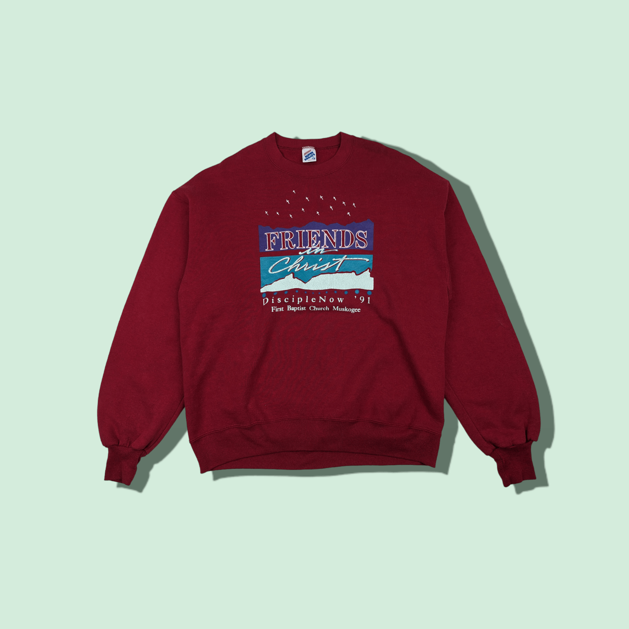 Jerzees Vintage 1991 FRIENDS IN CHRIST Jerzees Jumper Sweatshirt Size US XL / EU 56 / 4 - 1 Thumbnail