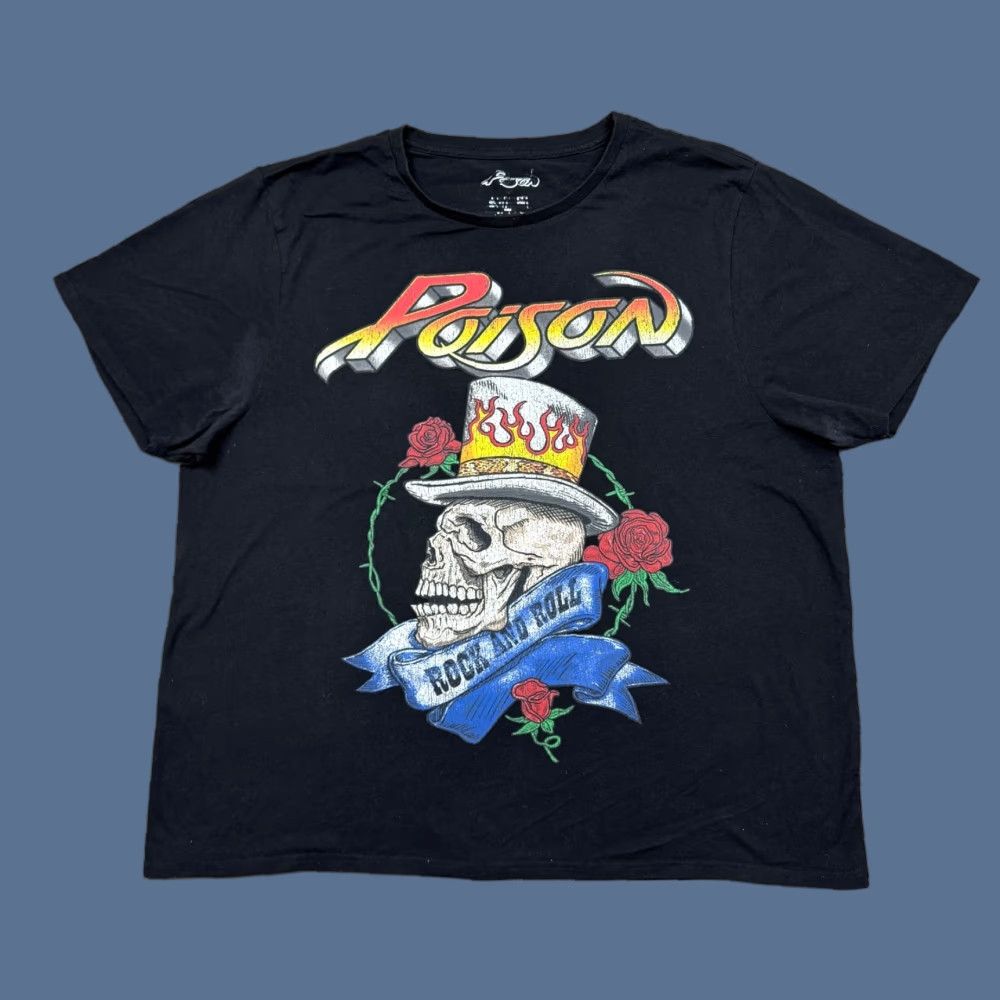 Vintage Poison Graphic T Shirt Size 3XL Black Short Sleeve Rock Band Music Casual Tee Ladies Womens Size XXL / US 16-18 / IT 52-54 - 1 Thumbnail