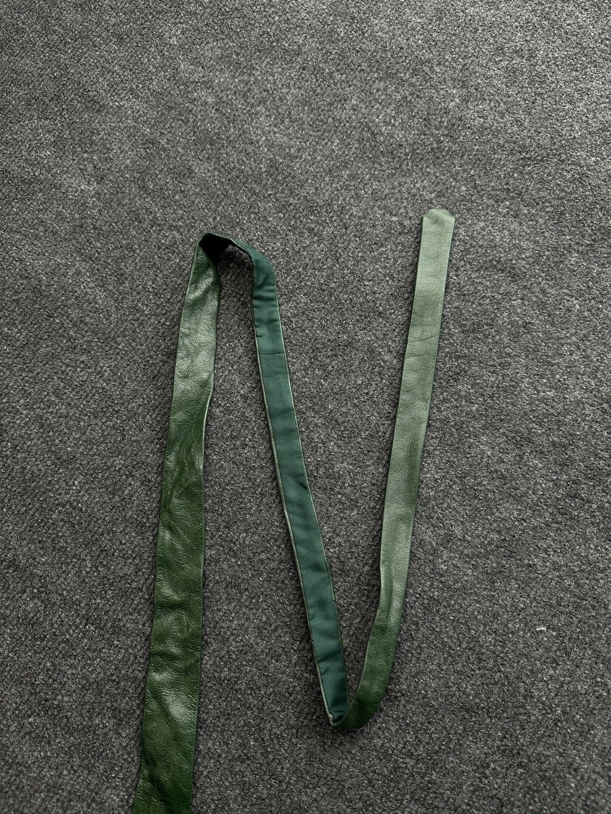 Other 🚨 LEATHER GREEN ITALY TIE LUXURY VNTG RARE OLD MONEY Size ONE SIZE - 3 Thumbnail