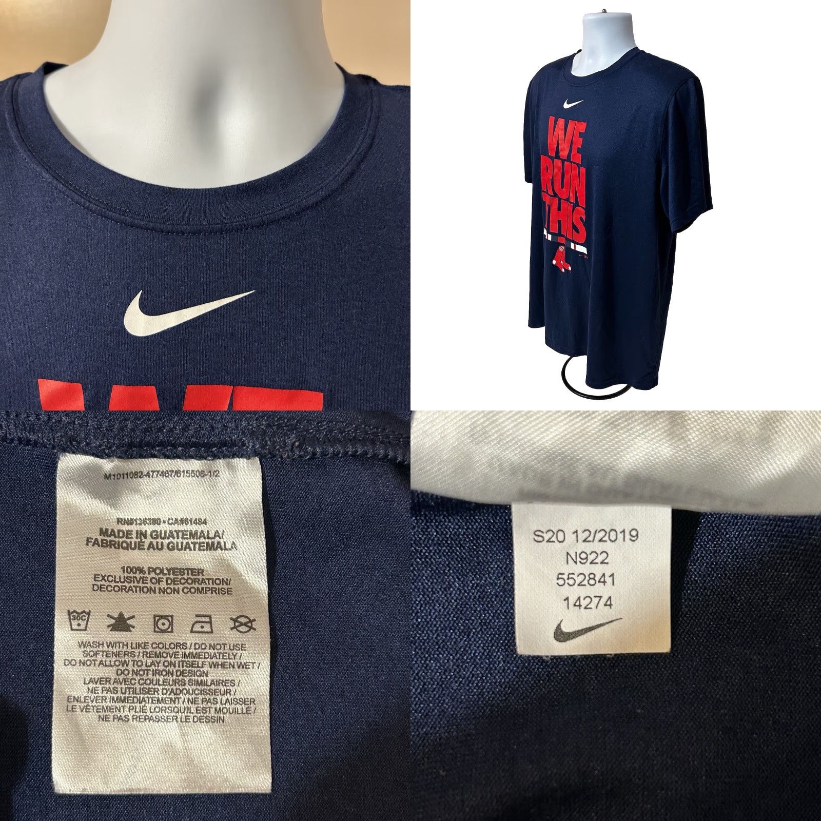 Nike Nike Dri-FIT Boston Red Sox Shirt Men XL Navy Short Sleeve Baseball Graphic Print 2019 Size US XL / EU 56 / 4 - 8 Thumbnail