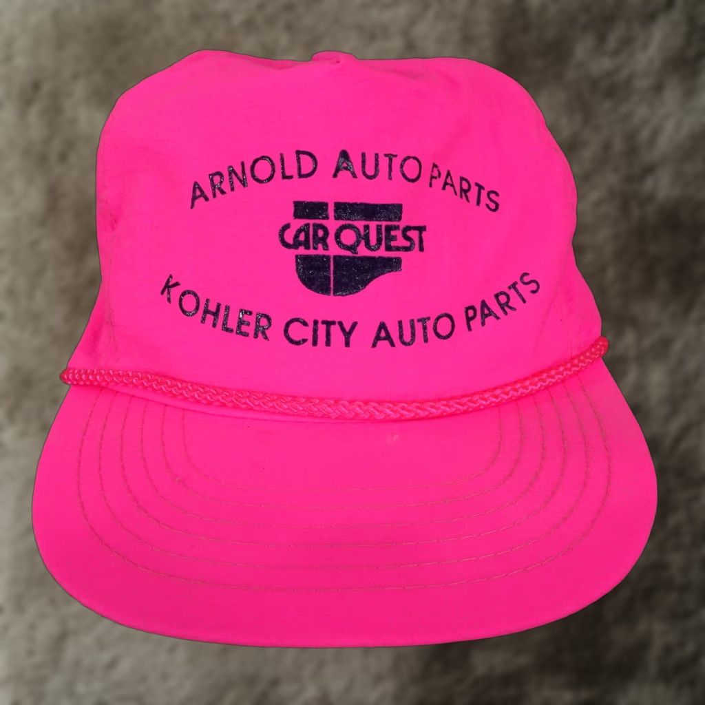 Vintage VINTAGE Carquest Arnold Kohler City Missouri MO Neon Pink Trucker Snapback Hat – Adjustable Unisex Adults Pink Cap, 90s? Vintage Casual Headwear Size ONE SIZE - 1 Thumbnail