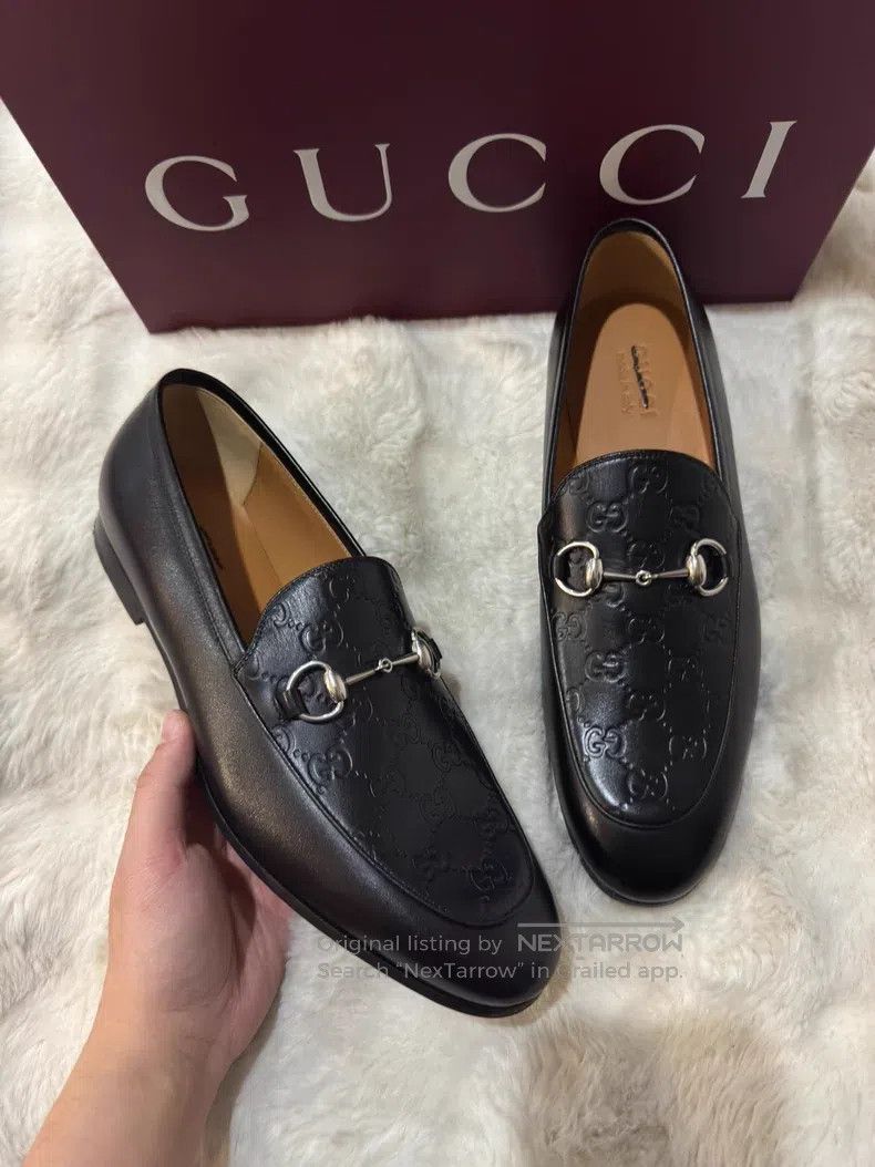 Gucci Guicci Full Print Horseshoe Buckle Black Loafers Leather S Size US 11 / EU 44 - 3 Thumbnail