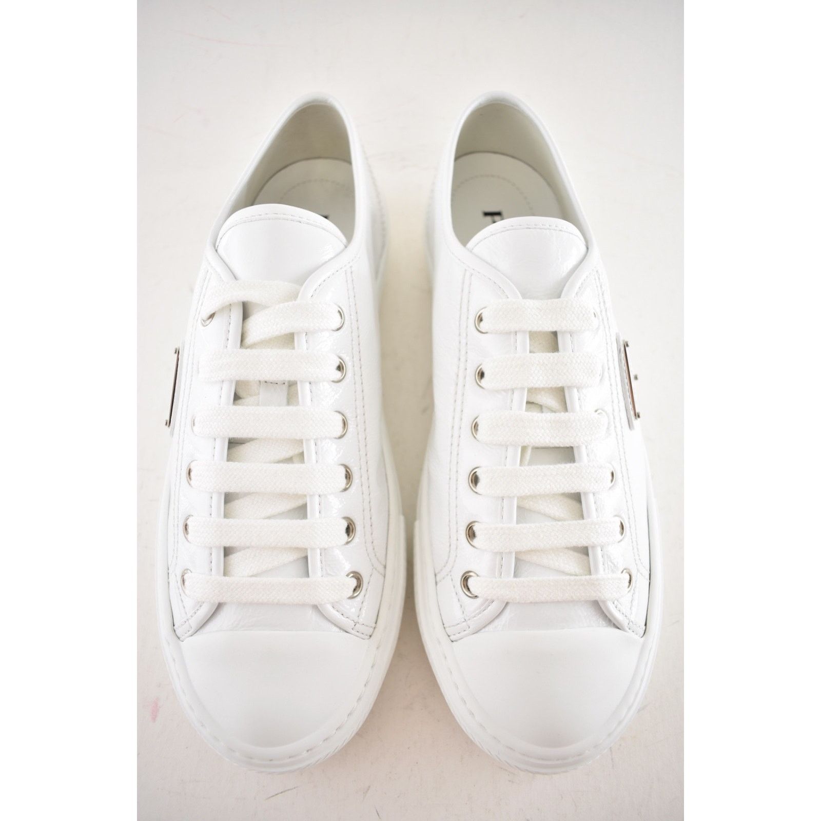 Prada Prada Smash Patent Logo Lace Up Flat Low Top Sneaker 38.5 Size US 8.5 / IT 38.5 - 8 Thumbnail