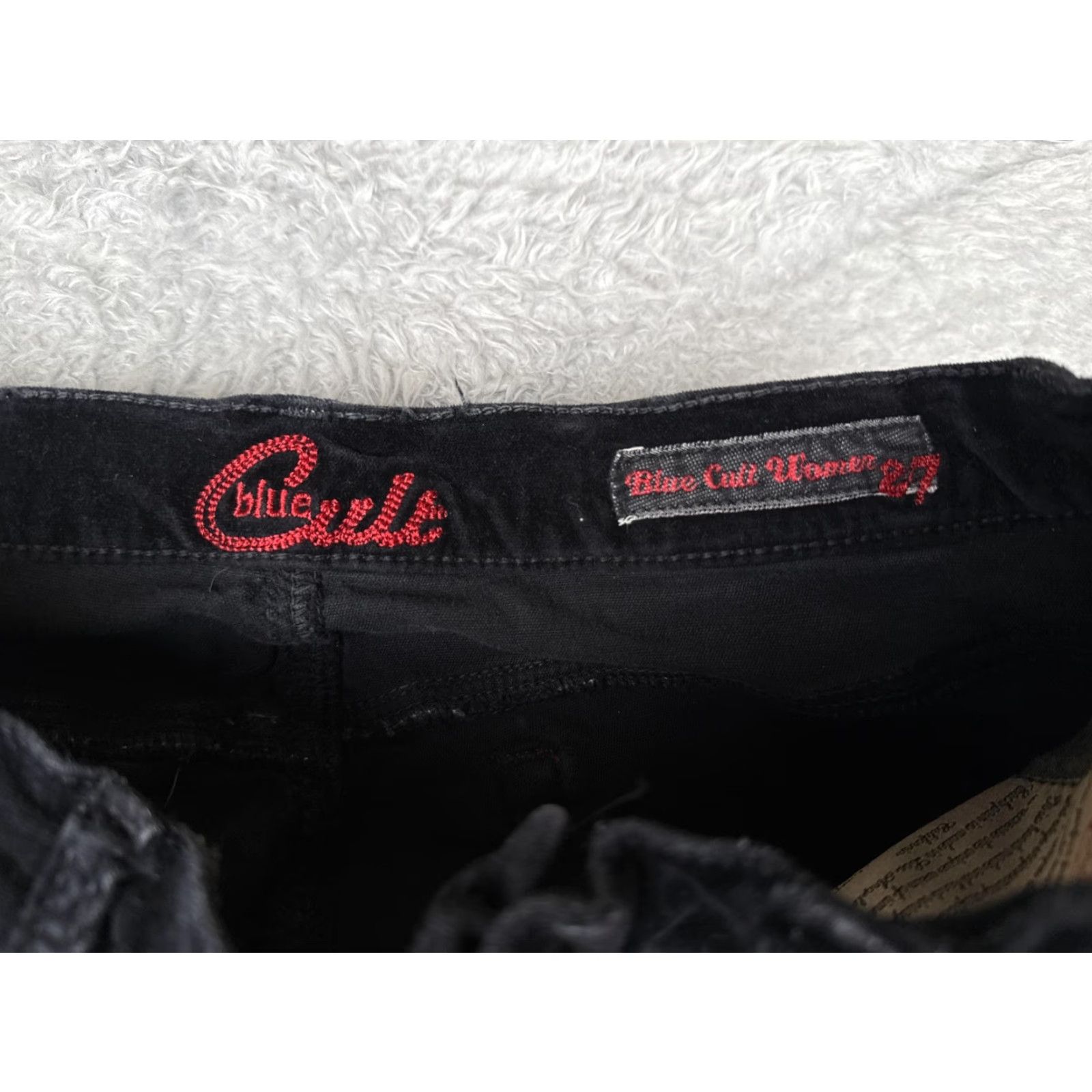 Velvet Blue Cult Jeans Womens 27 Black Velvet Weaver Straight Leg 5 Pocket Stretch Size 27" / US 4 / IT 40 - 6 Thumbnail