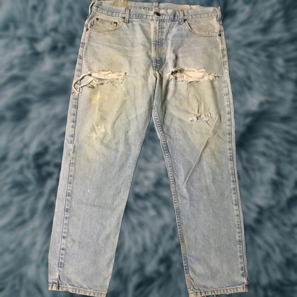 Carhartt Vtg 90s Carhartt Thrashed Faded Distress Jeans 40 Work Biker Grunge Skate Punk Size US 40 / EU 56 - 1 Thumbnail