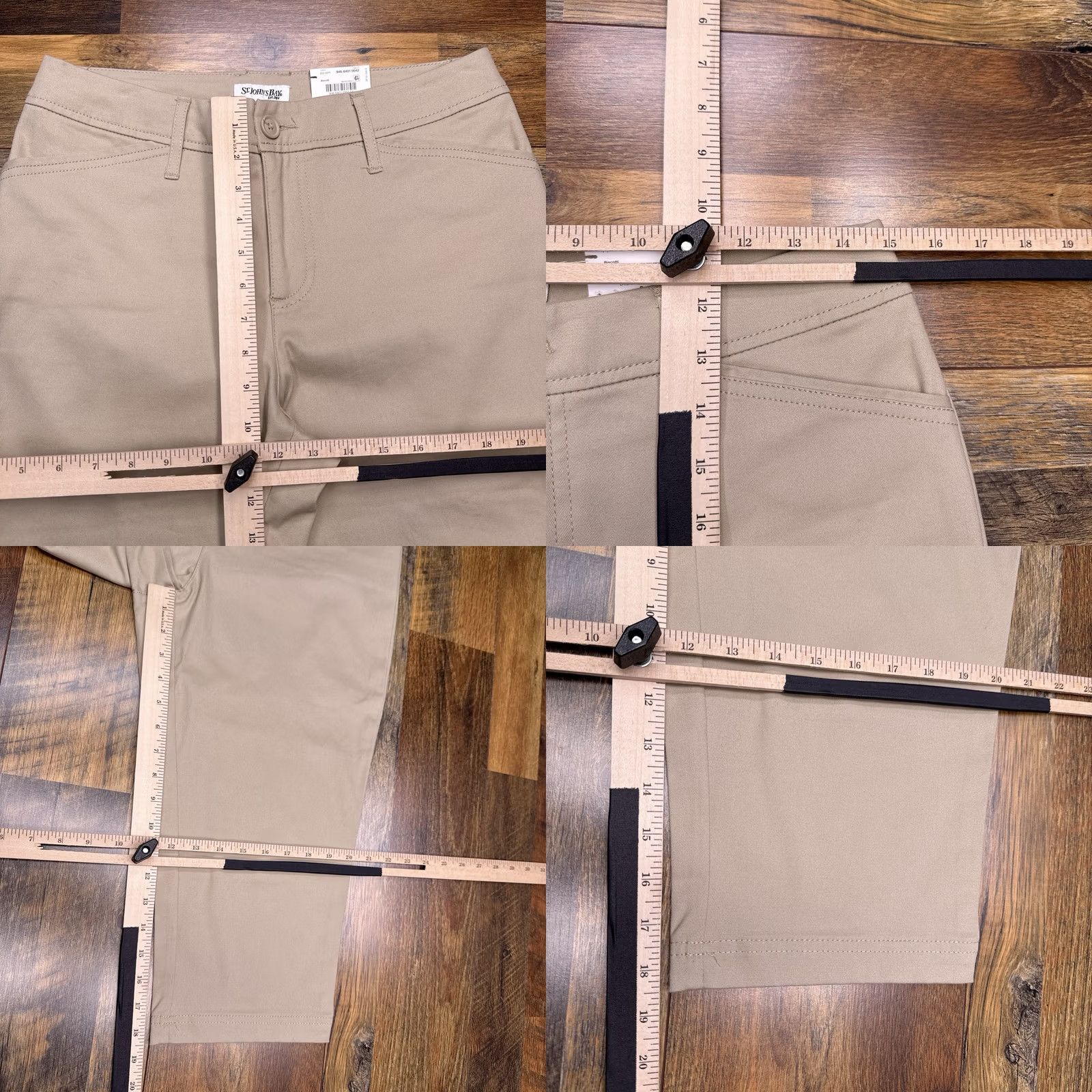 Vintage St. Johns Bay Capri Pants Womens 8 Tan Biscotti Mid Rise Stretch New - Regular, City, Cotton Spandex, Inseam 18.5, Flat Front, Logo, Machine Washable Size 30" / US 8 / IT 44 - 8 Thumbnail