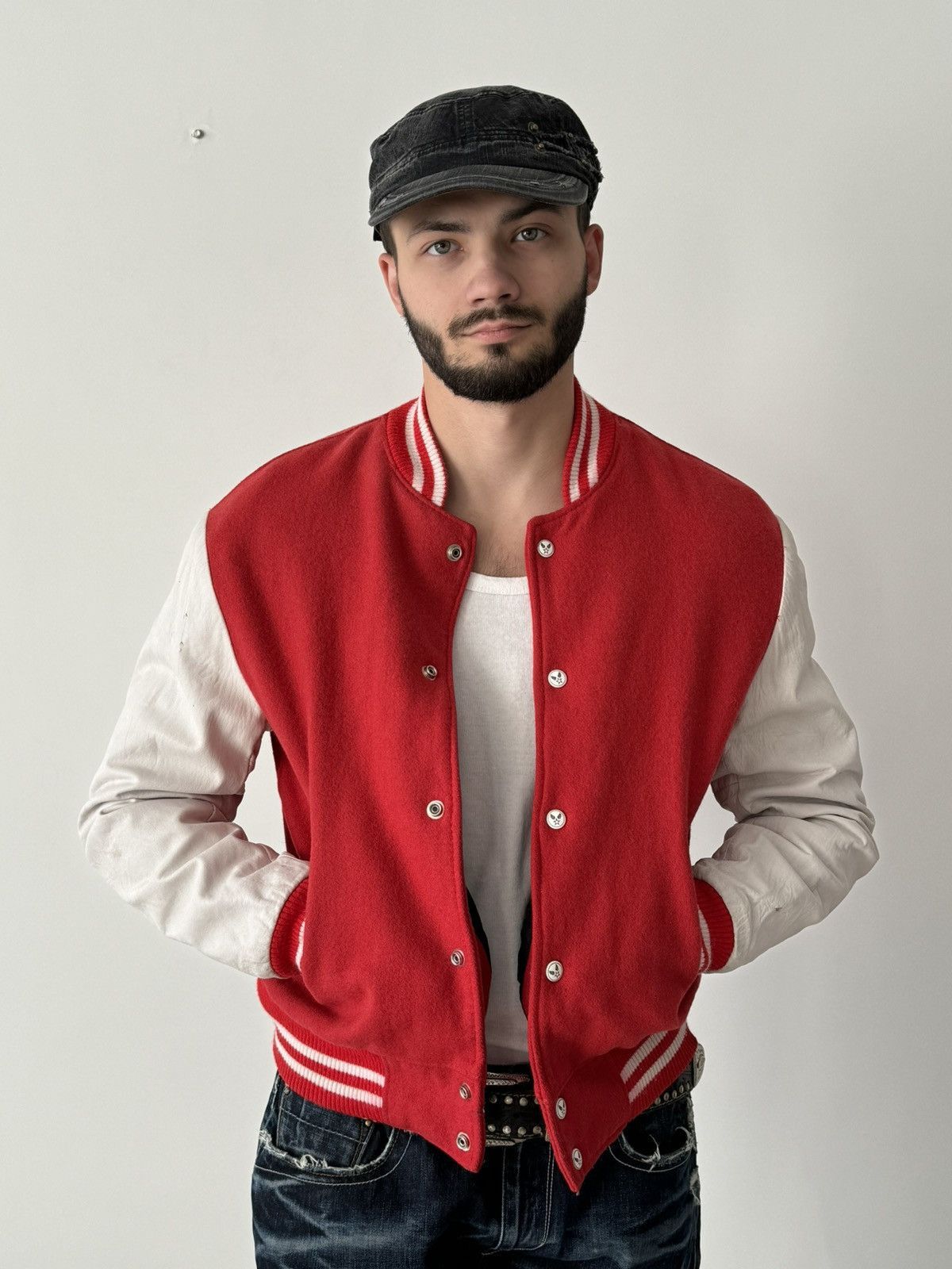 Avirex × Vintage Vintage 90s Avirex USA Varsity Wool Leather Red Jacket Size US M / EU 48-50 / 2 - 3 Thumbnail