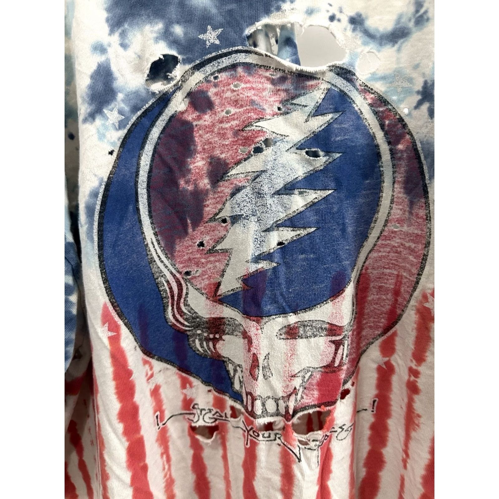 Thrasher VTG 80s Grateful Dead Steal Your Face Thrashed Distressed Worn Tie Dye T-Shirt M Men Multicolor Short Sleeve Size M Size US M / EU 48-50 / 2 - 3 Thumbnail
