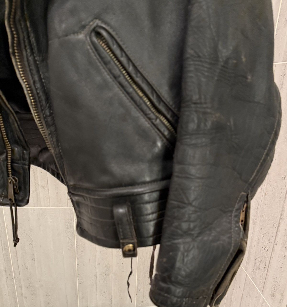 Sears Title: VTG 1950s Leather Motorcycle Jacket w/ Serval Zipper Size US L / EU 52-54 / 3 - 9 Thumbnail