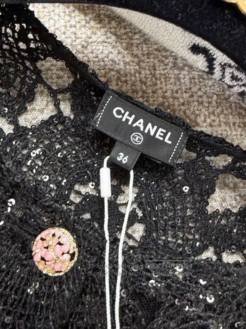 Chanel Chanel Black flower glazed buckle hollow camellia long-sle Size XS / US 0-2 / IT 36-38 - 5 Thumbnail