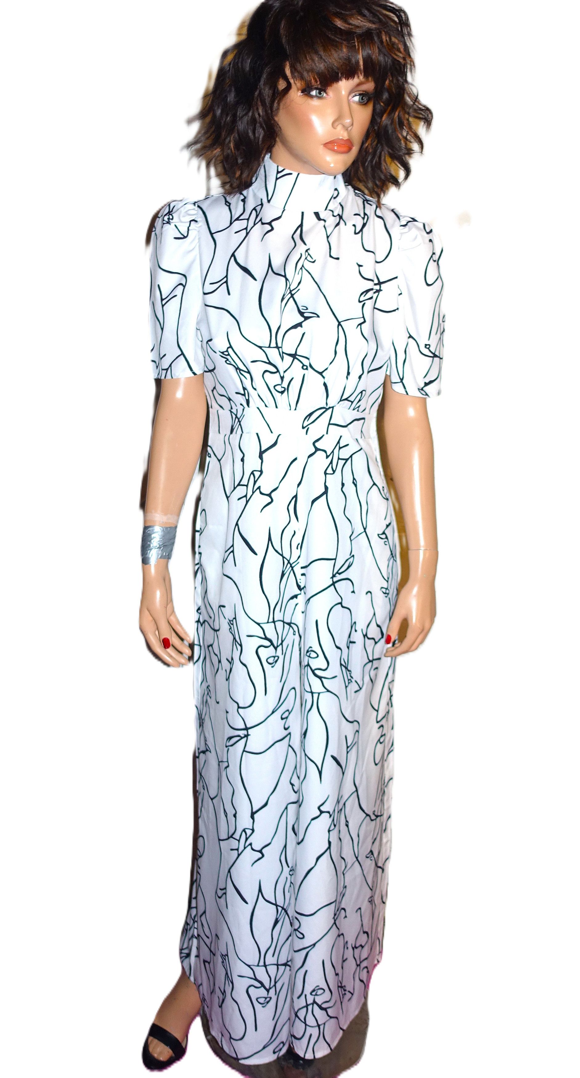 Other White Navy Blue Abstract Wide Leg Jumpsuit M Size 28" / US 6 / IT 42 - 4 Thumbnail