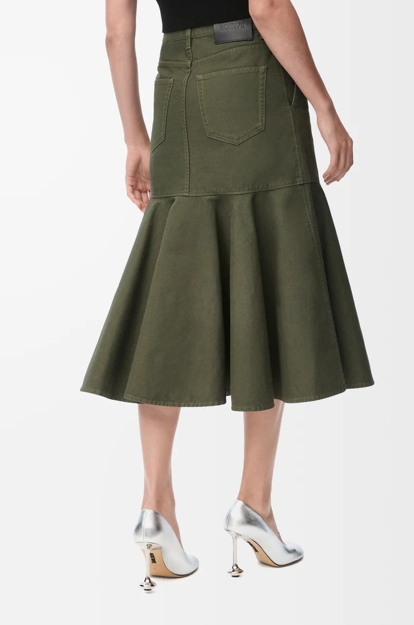 Loewe o1loc1c0525 Skirt in Cotton in Khaki Green Size 26" / US 2 / IT 38 - 4 Thumbnail