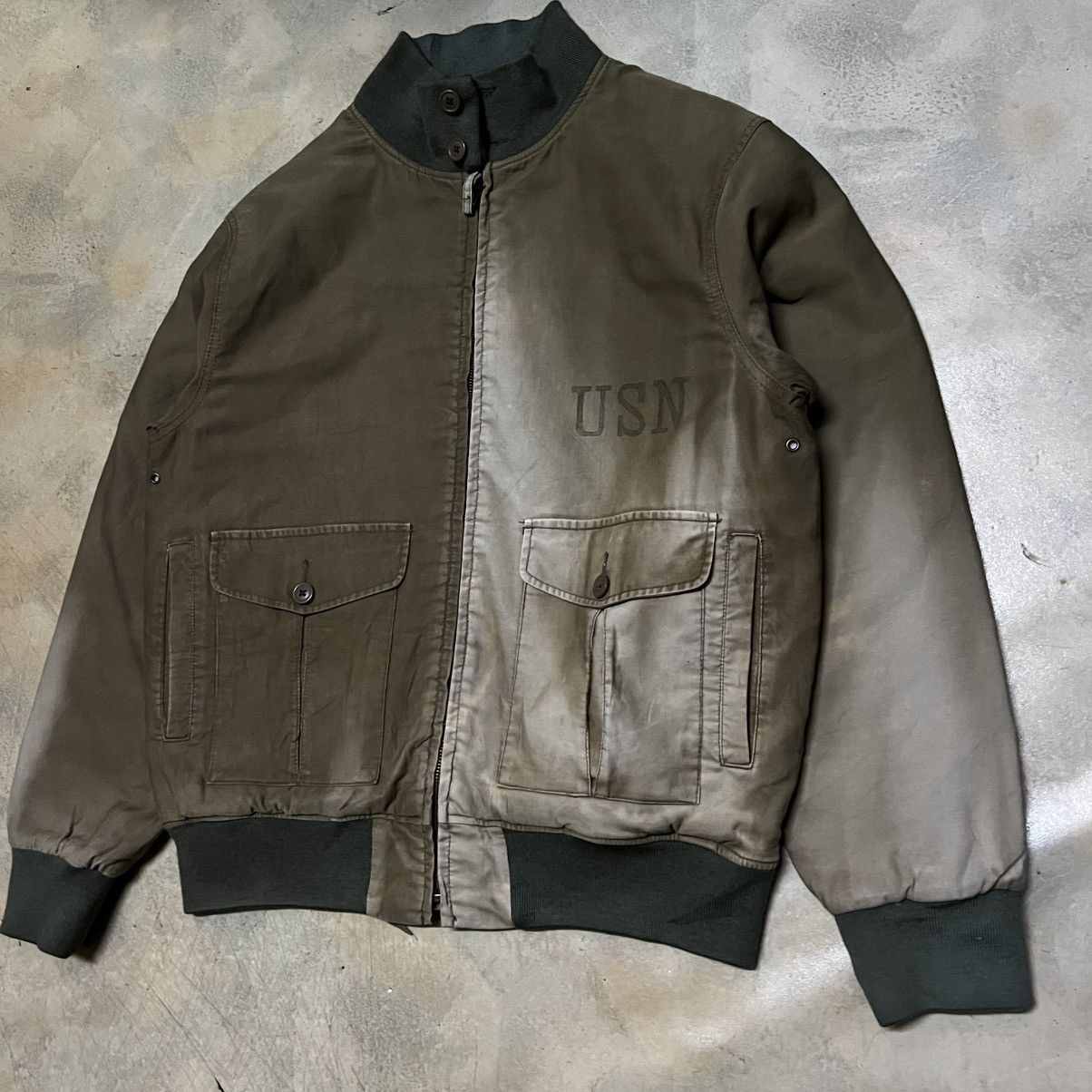 Global Work Global Work USN Military Style Sun Faded Bomber Jacket Size US L / EU 52-54 / 3 - 3 Thumbnail