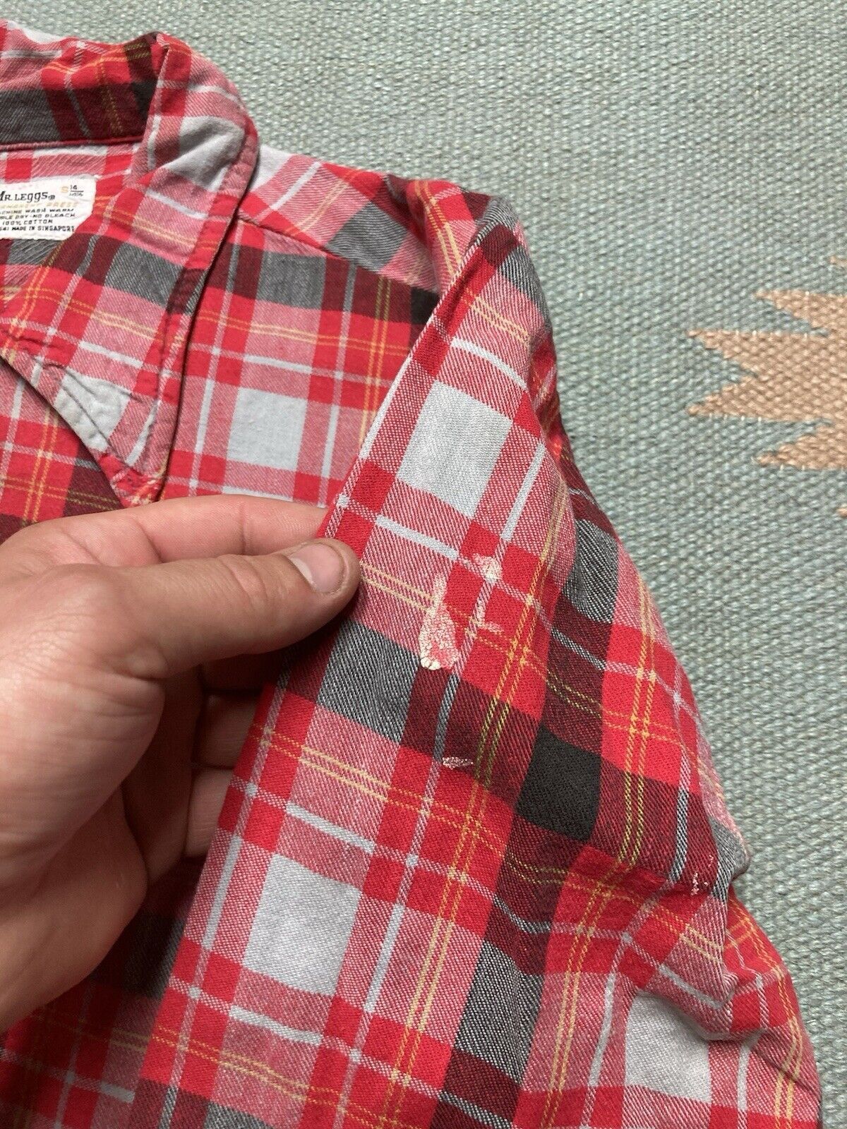 Vintage VTG 70s cotton flannel Mr Leggs check soft red plaid small Size US S / EU 44-46 / 1 - 4 Thumbnail