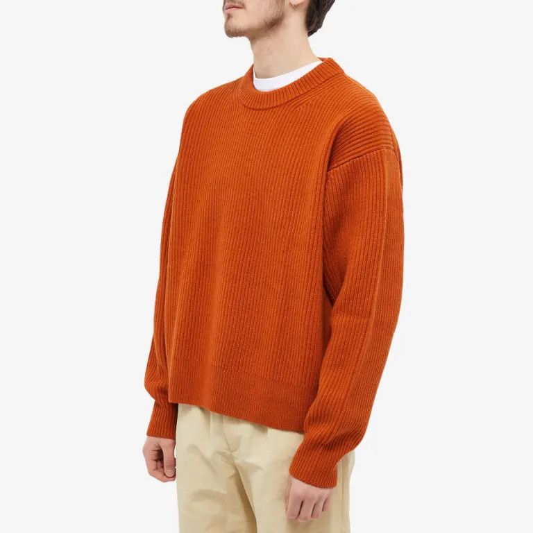Studio Nicholson o1mle0824 Fisherman Rib Crew Neck Jumper Terracotta Orange Size US XL / EU 56 / 4 - 1 Thumbnail