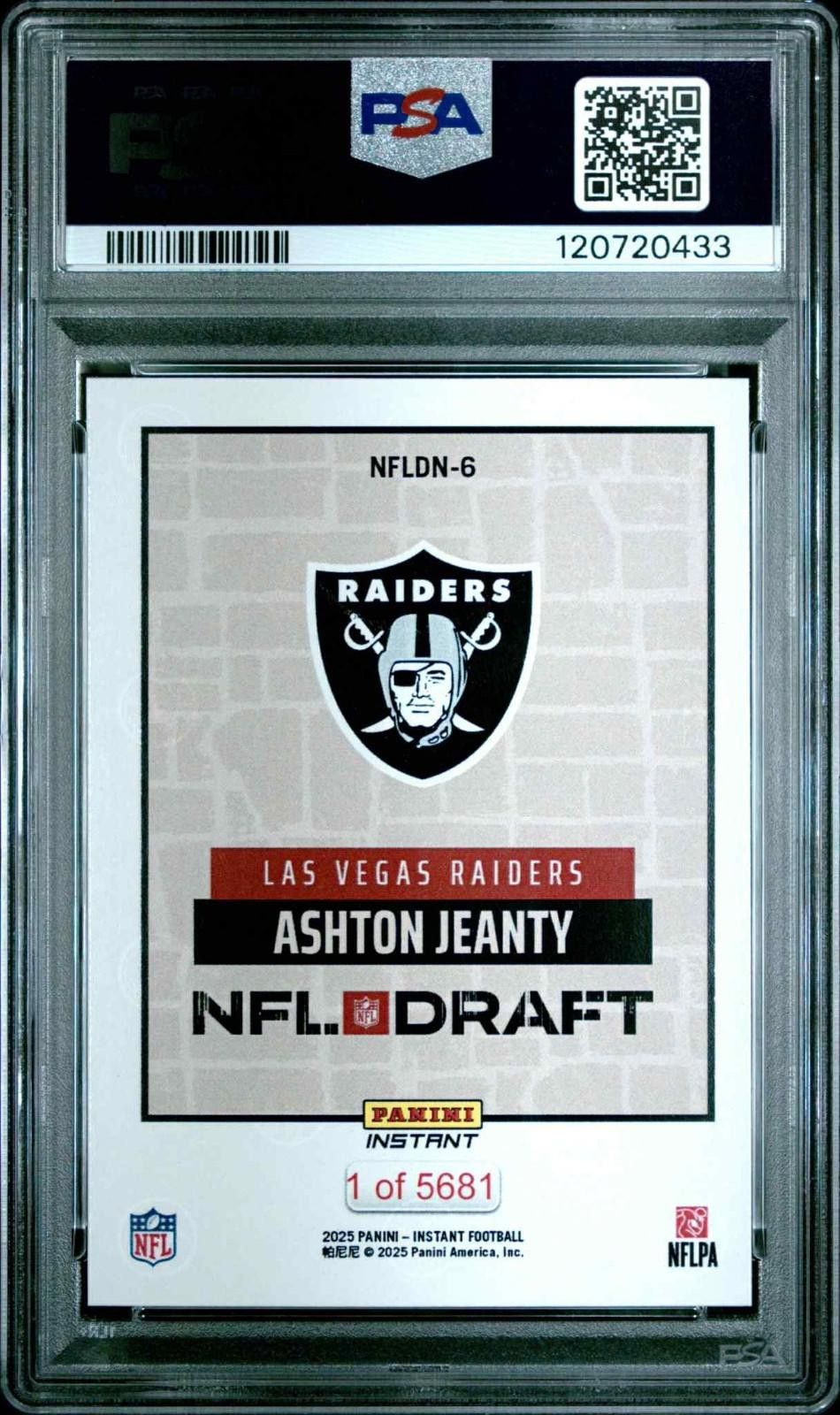 Other 2025 Panini Instant #NFLDN6 Ashton Jeanty (RC) PSA 9 Mint Size ONE SIZE - 3 Thumbnail