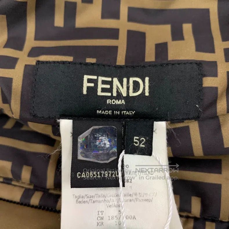 Fendi Fendi Brown striped logo lettering full print stand collar Size US L / EU 52-54 / 3 - 7 Thumbnail