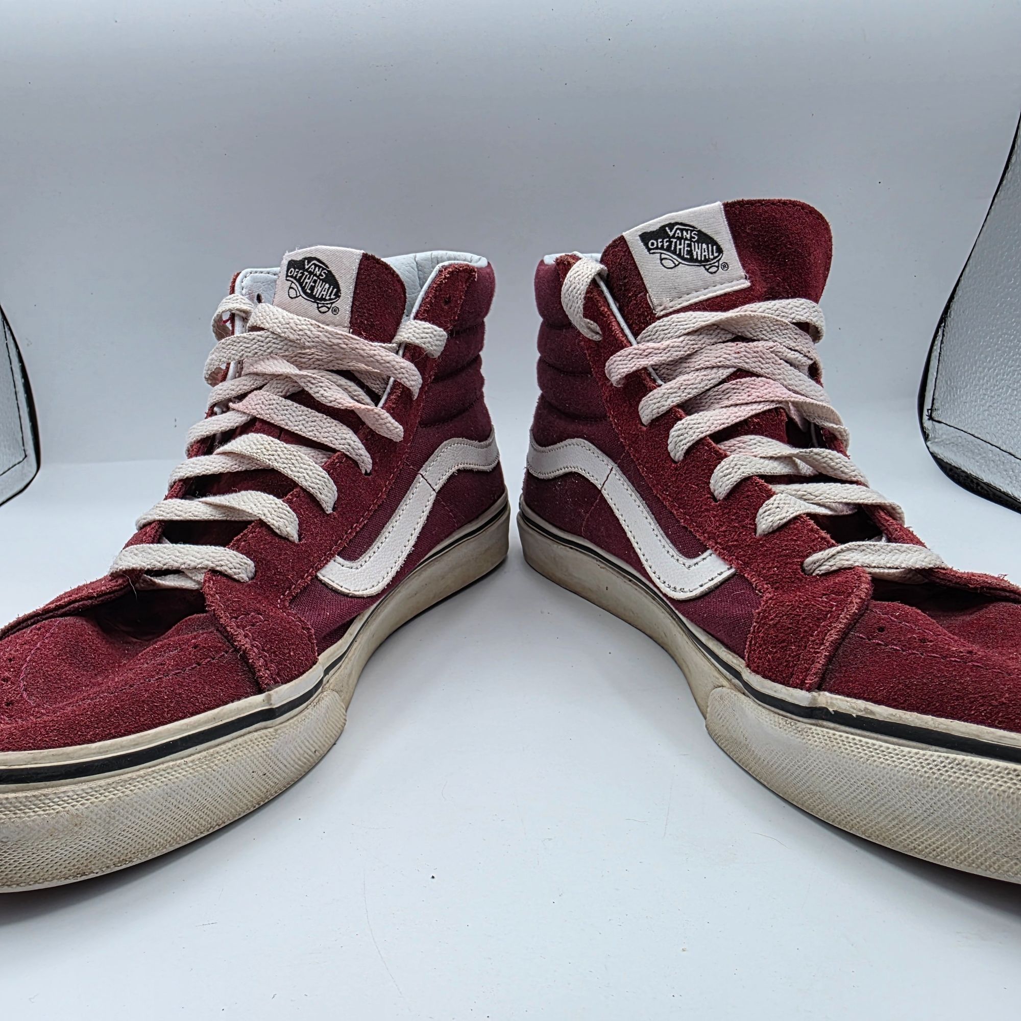 Vans Vans Sk8 Hi Womens Size 9.5 Maroon White HighTop Sneaker Sho Size US 9.5 / IT 39.5 - 3 Thumbnail
