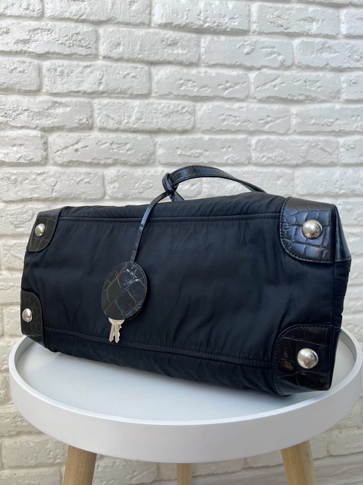 Prada Prada Black Nylon Tessuto & Coco Lock & Key Shoulder Bag Size ONE SIZE - 7 Thumbnail