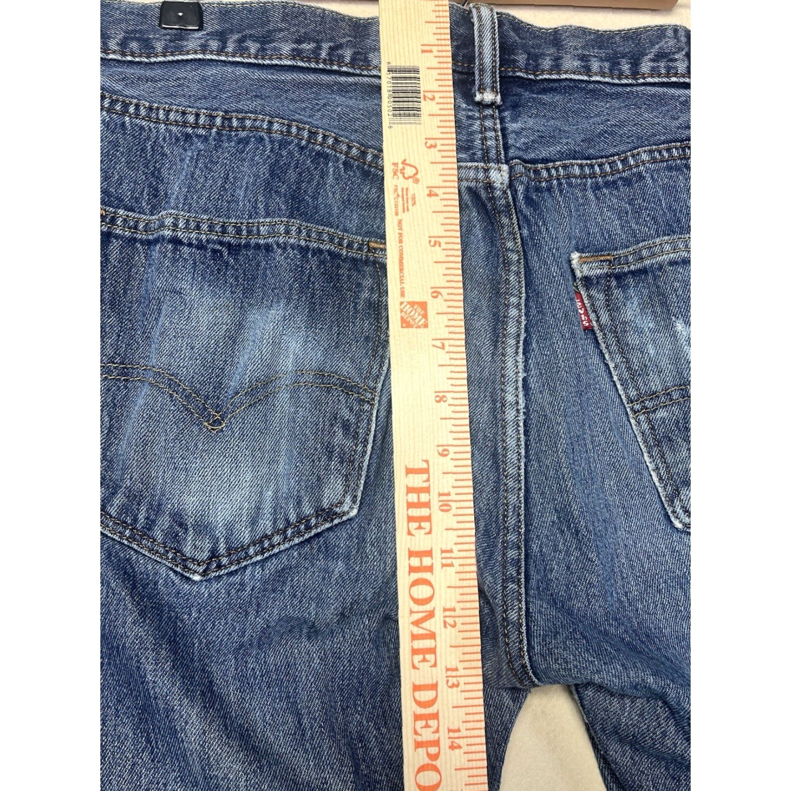 Levi's Levi's 501 Jeans Mens 36x30 Blue Medium Wash Distressed Button Fly Straight Leg 5-Pocket 90s USA Denim Cotton Casual Regular Mens Size US 36 / EU 52 - 4 Thumbnail