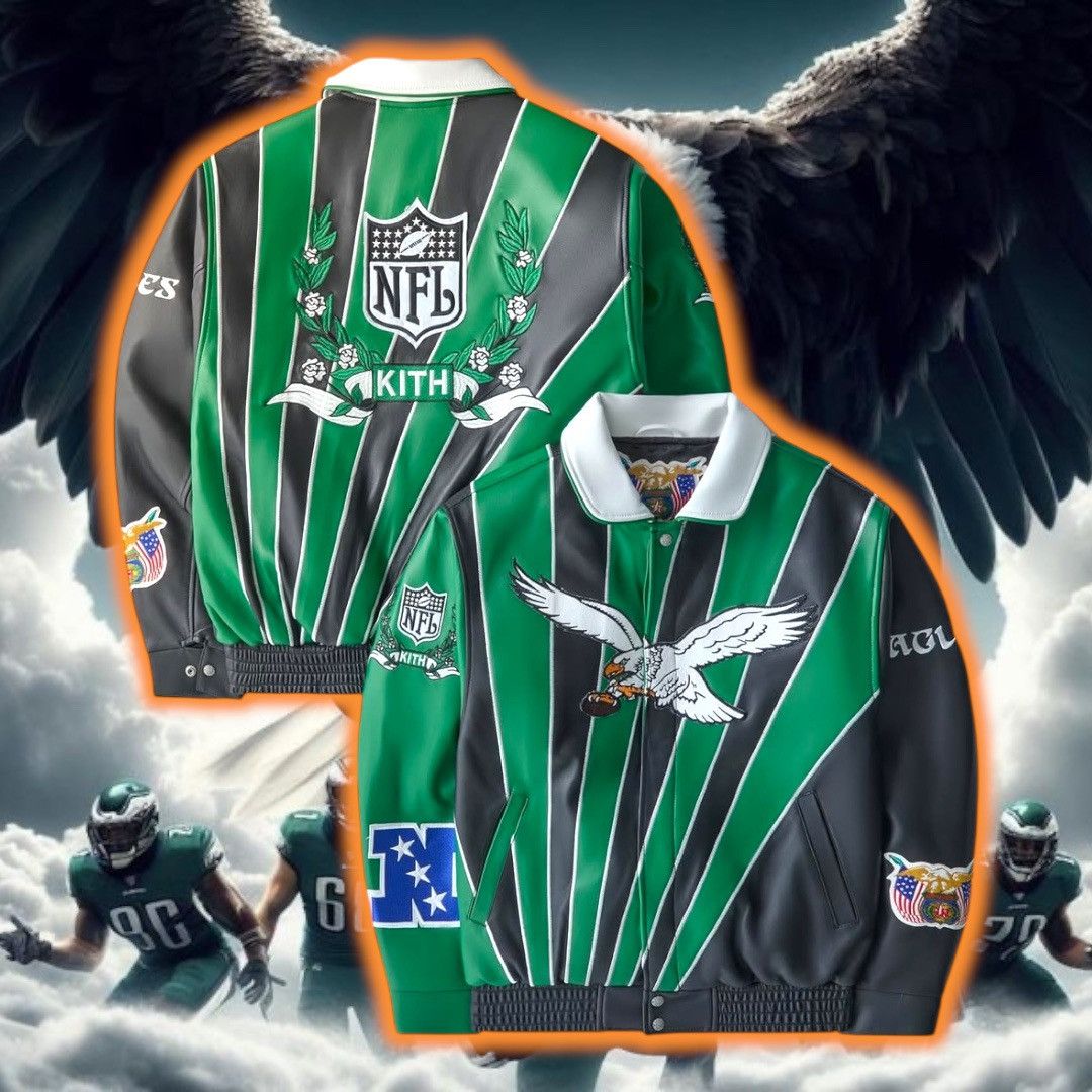 Jeff Hamilton × Kith × NFL Kith & Jeff Hamilton 🇺🇸 Eagles 🦅Leather Varsity Jacket 🏈🧥 Size US L / EU 52-54 / 3 - 1 Thumbnail