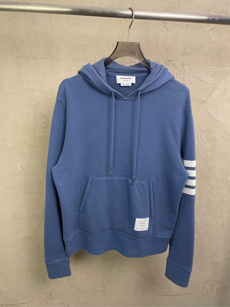 Thom Browne Thom Browne Smog blue hooded hoodie Size US M / EU 48-50 / 2 - 1 Thumbnail