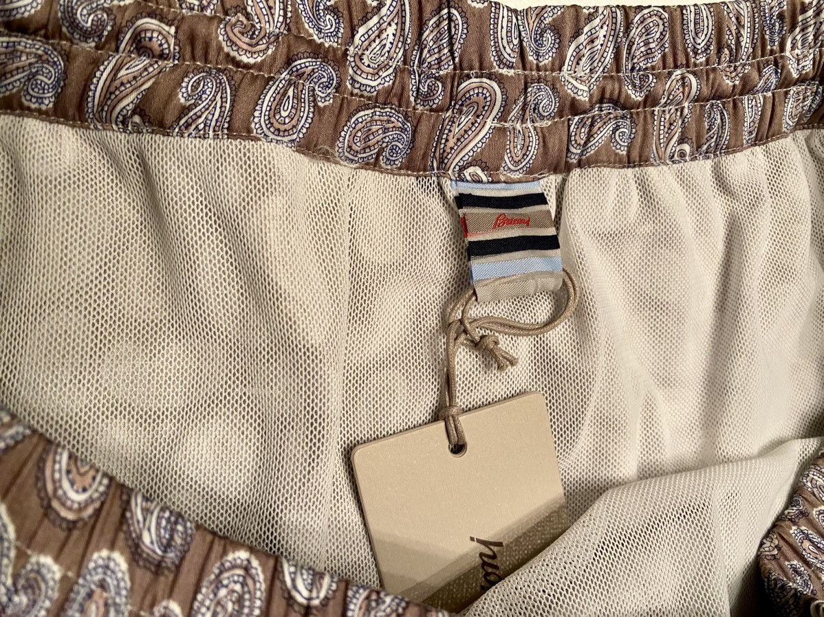 Brioni Brioni 🇮🇹 Taupe Paisley Logo Embroider Resort Trunks XXL NWT Size US 39 - 2 Thumbnail