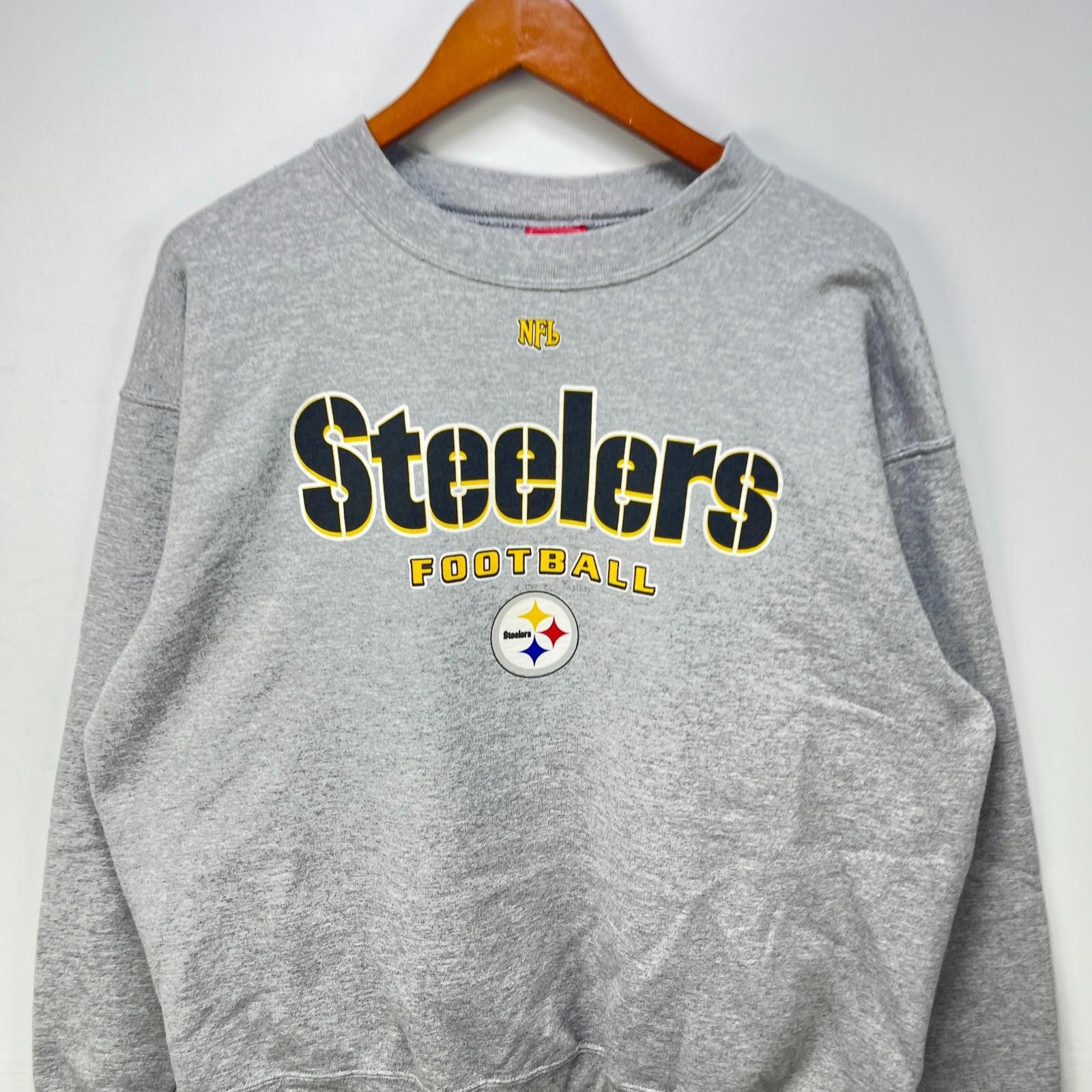 Designer Vintage NFL Pittsburgh Steelers Gray Crewneck Sweatshirt Size ONE SIZE - 2 Thumbnail
