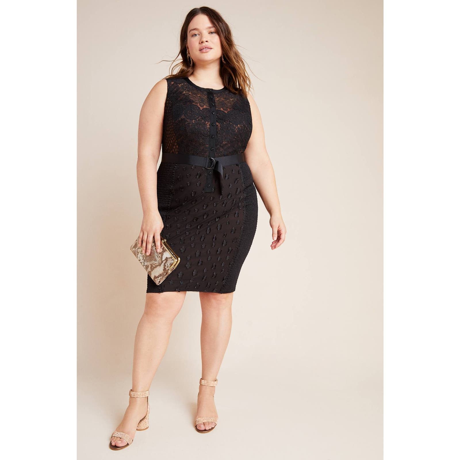 image of New Anthropologie Byron Lars Gisella Lace Sheath Dress $270 in Black, Women's (Size 2XL)