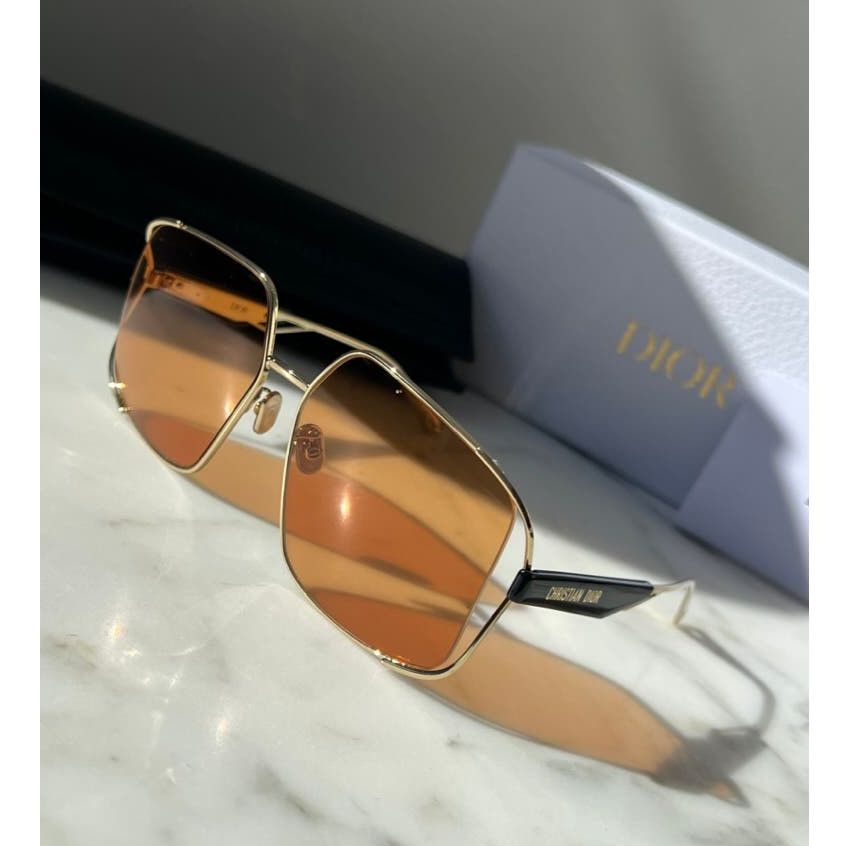image of New Dior ArchiDior Sunglasses In Gold Orange, Women's