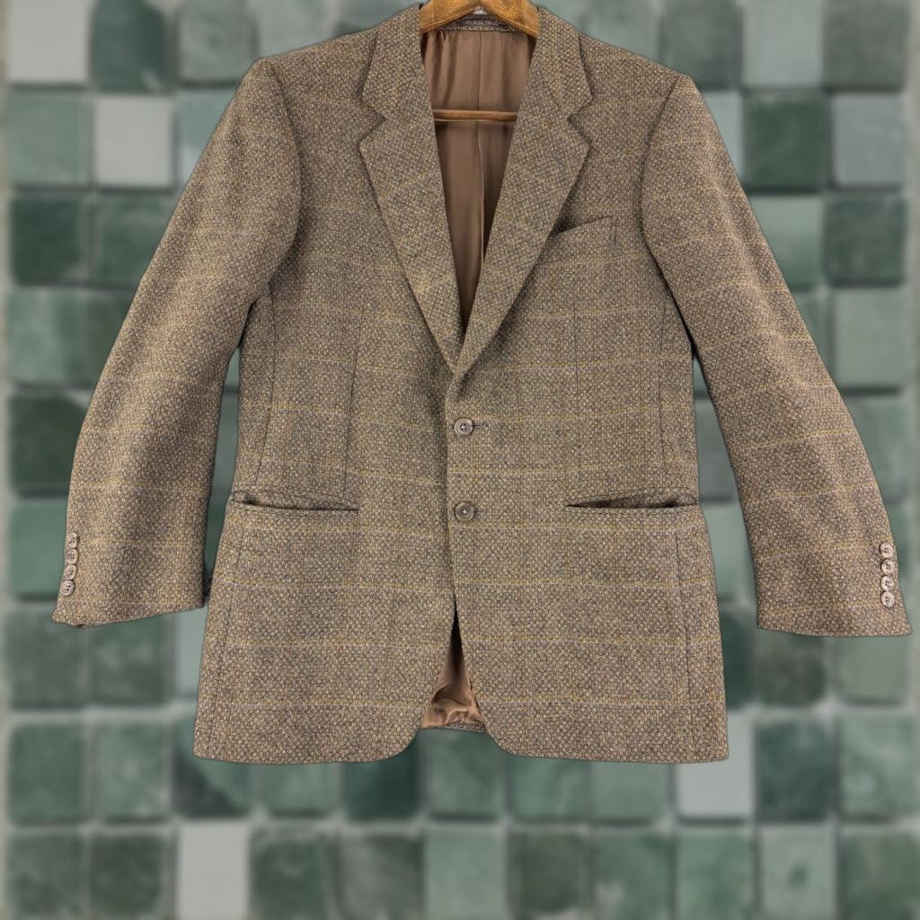 Ermenegildo Zegna Blazer Mens Size 48 Brown Tweed Wool Cashmere Jacket Coat LS
