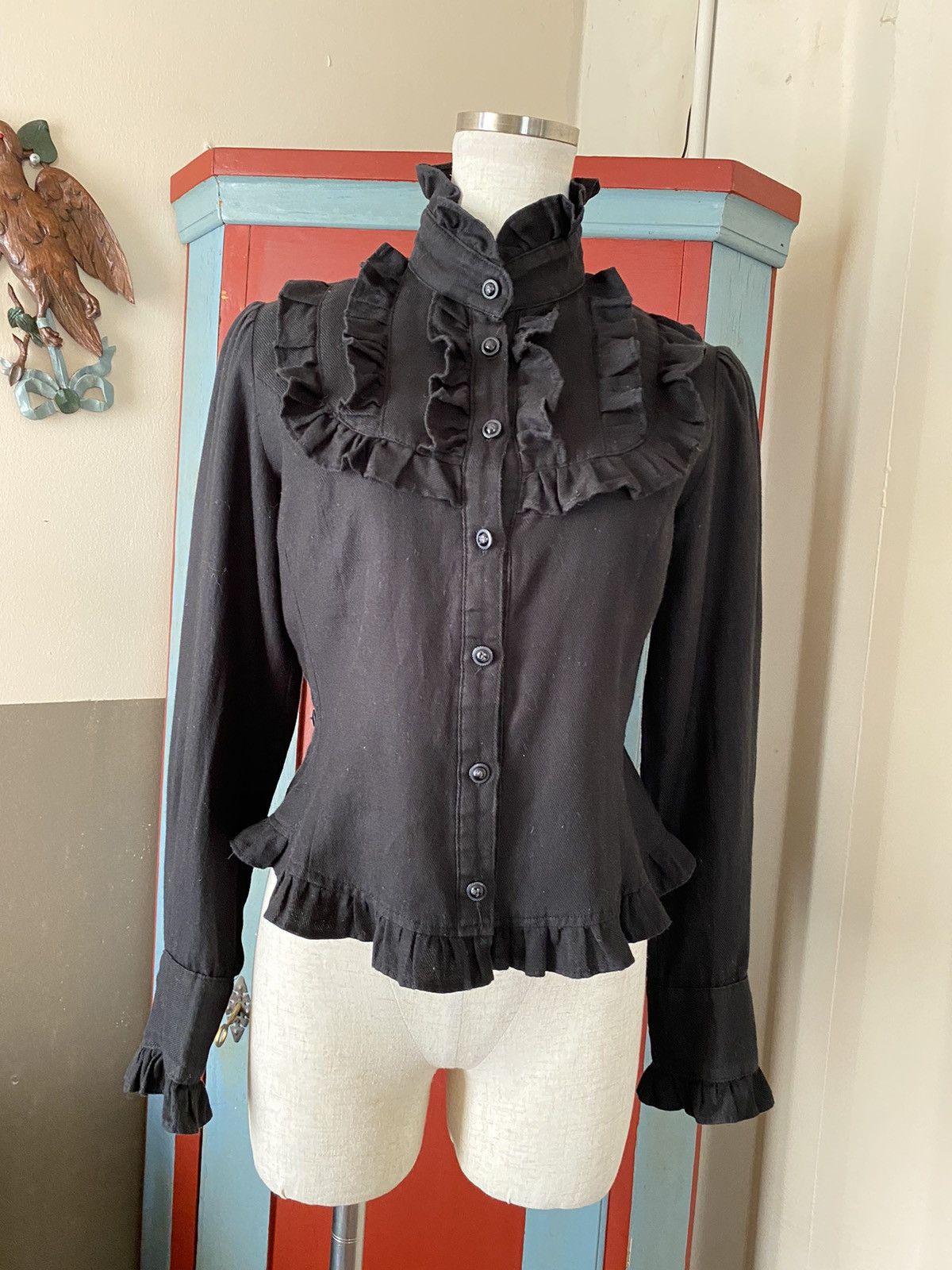 Designer × Japanese Brand Innocent World Y2K Punk Black Ruffle Collar Shirt Size S / US 4 / IT 40 - 1 Thumbnail