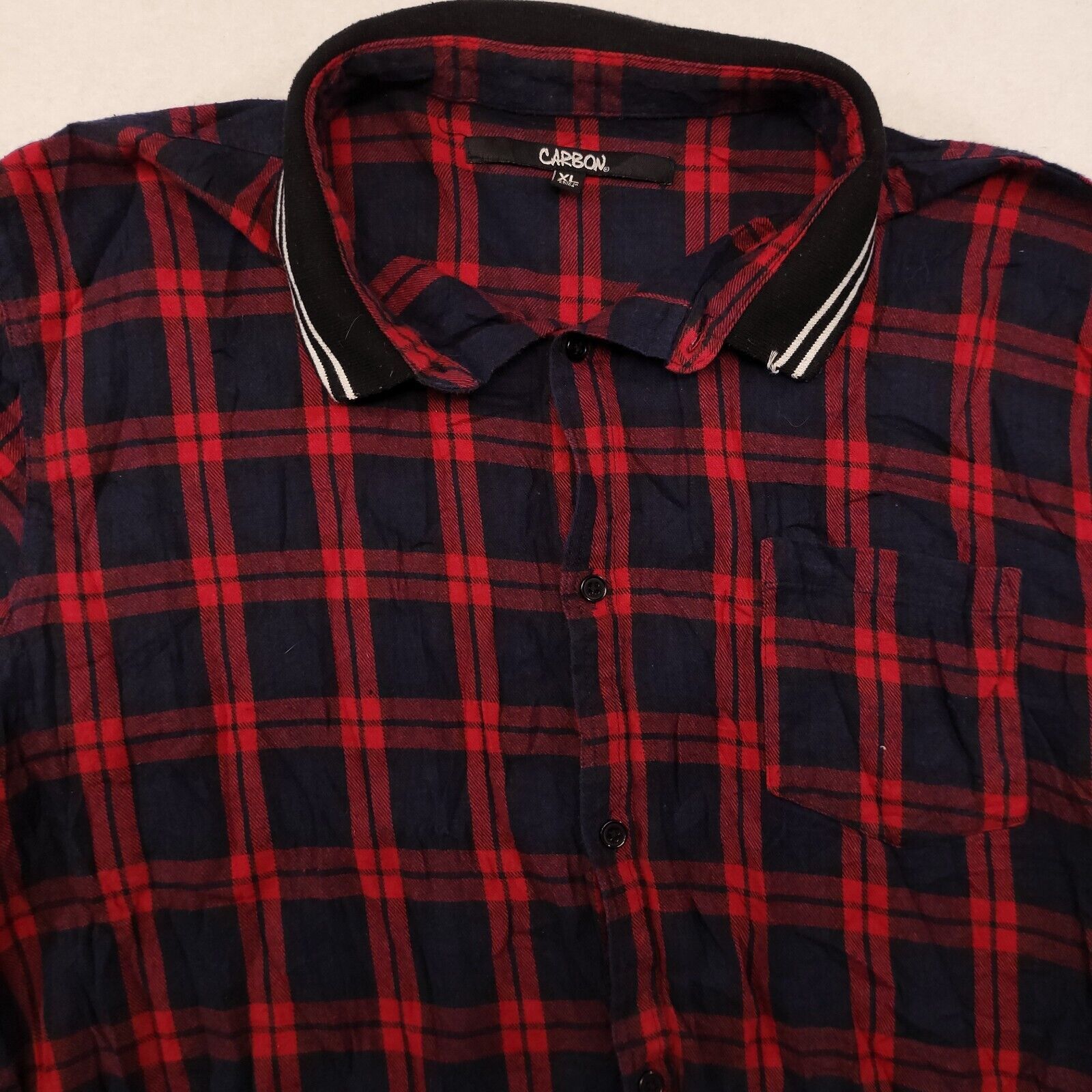 Carbon Carbon Tartan Flannel Shirt Mens Size Extra Large Red Black Size US XL / EU 56 / 4 - 1 Thumbnail
