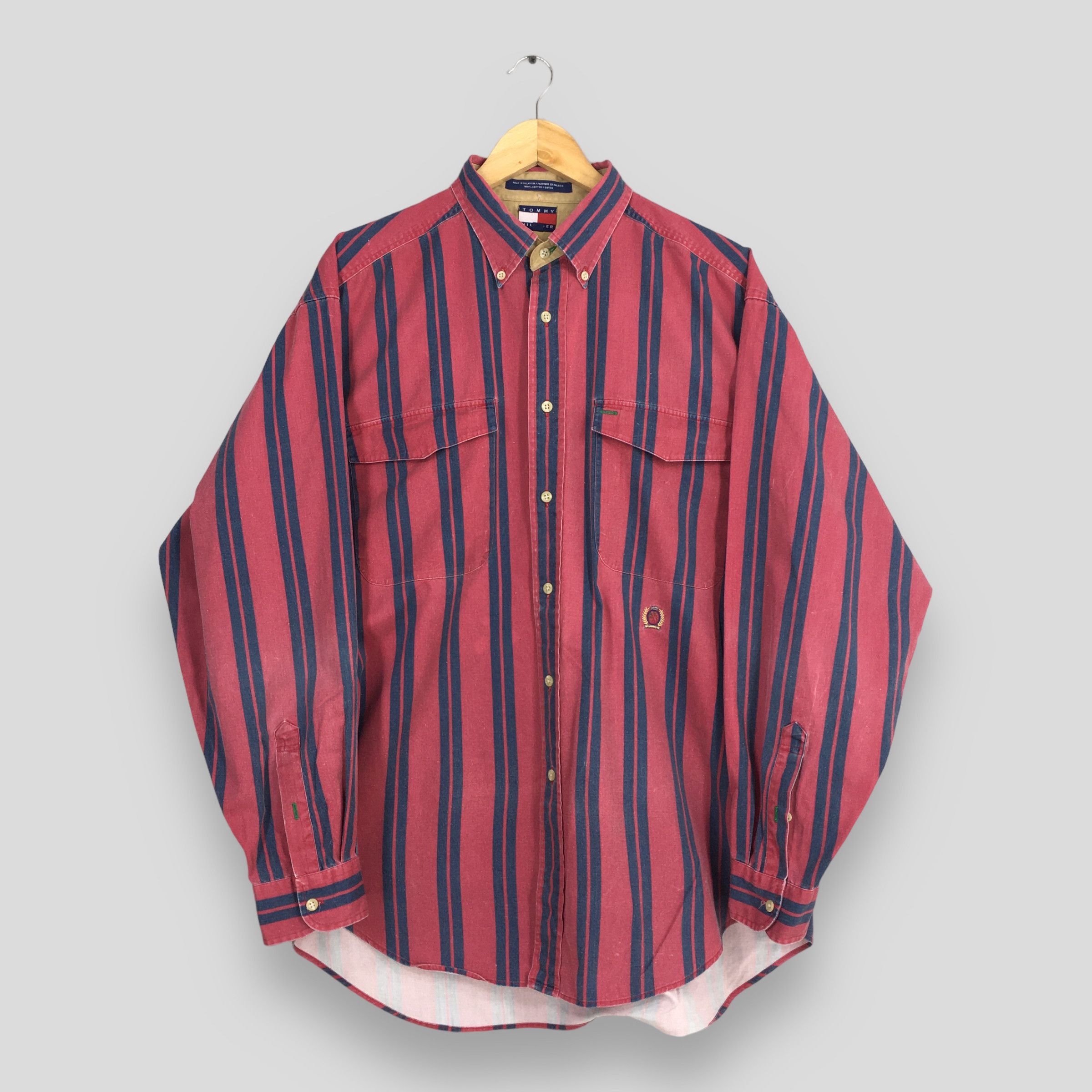 Vintage Tommy Hilfiger Multicolor Stripes Red Oxfords XL