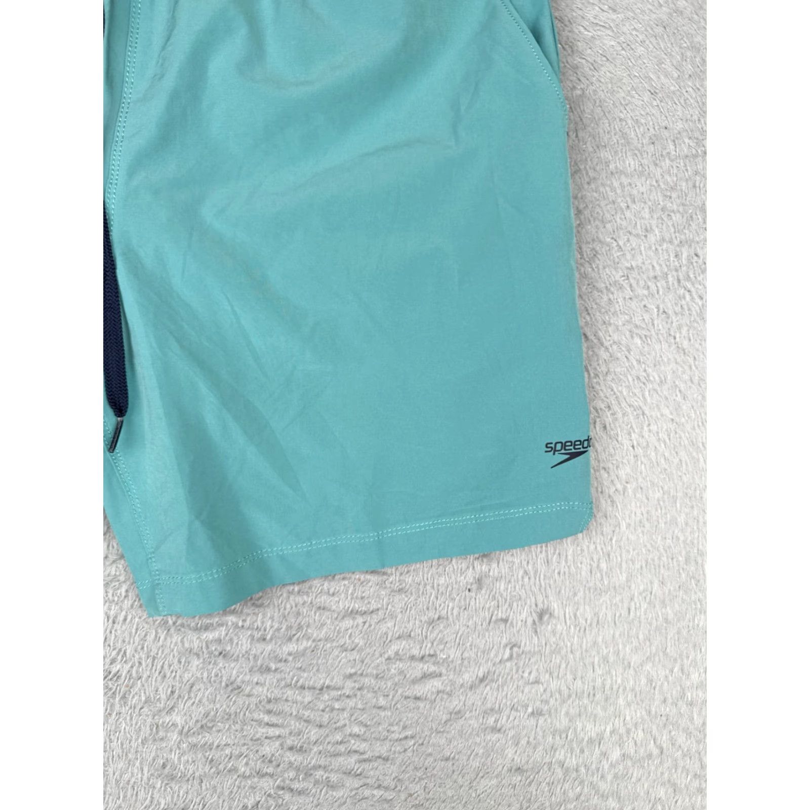 Speedo Speedo Swim Trunks Mens M Teal Elastic Drawstring Lined Polyester Beach Bottoms Size ONE SIZE - 2 Thumbnail