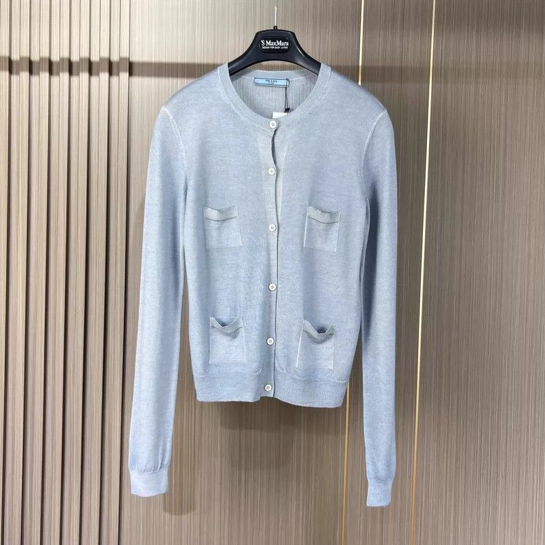 Prada Prada Haze blue pocket knitted long sleeves 2504-Nextarrow Size M / US 6-8 / IT 42-44 - 1 Thumbnail
