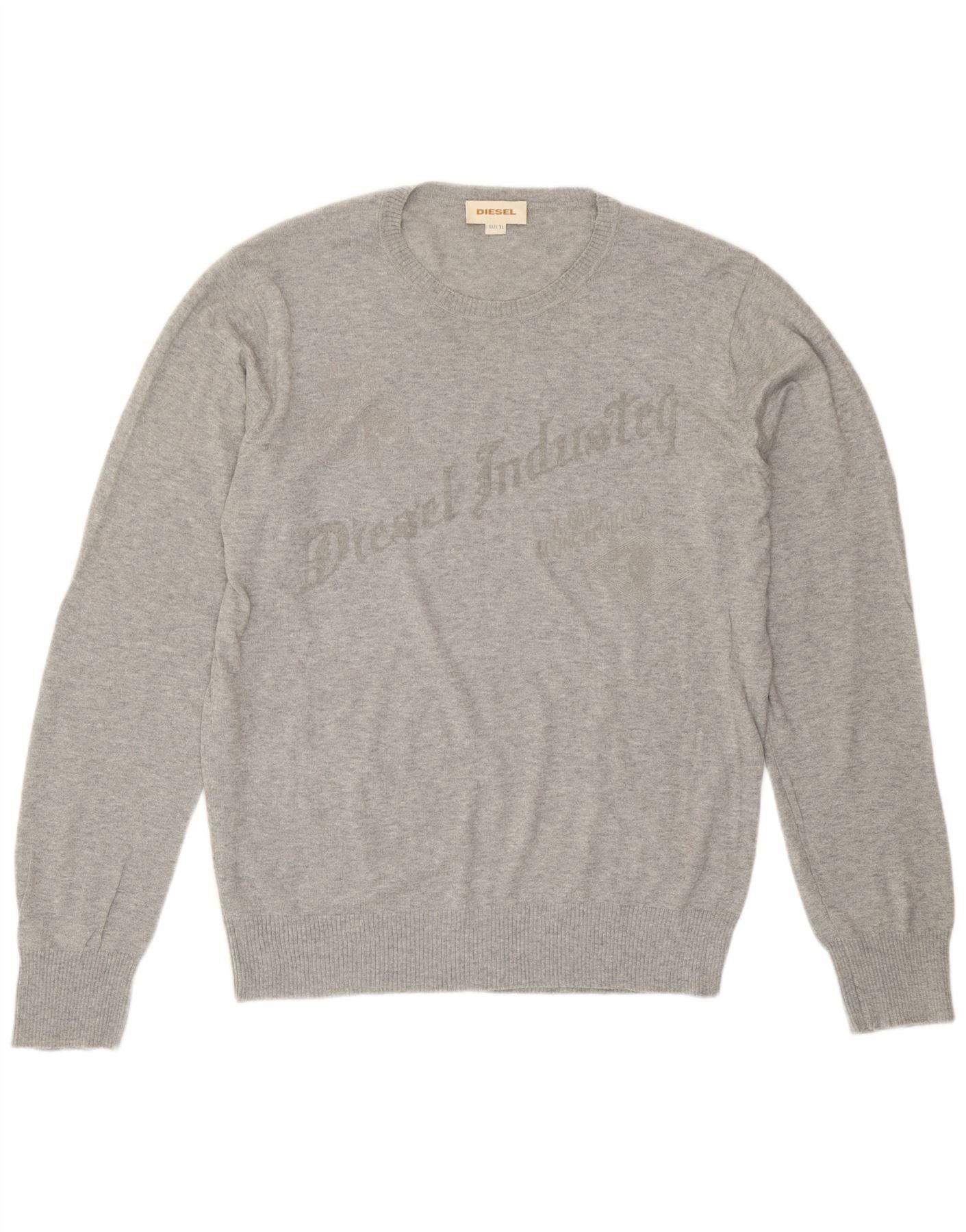 Diesel Mens Graphic Crew Neck Jumper Sweater XL Grey Size US L / EU 52-54 / 3 - 1 Thumbnail