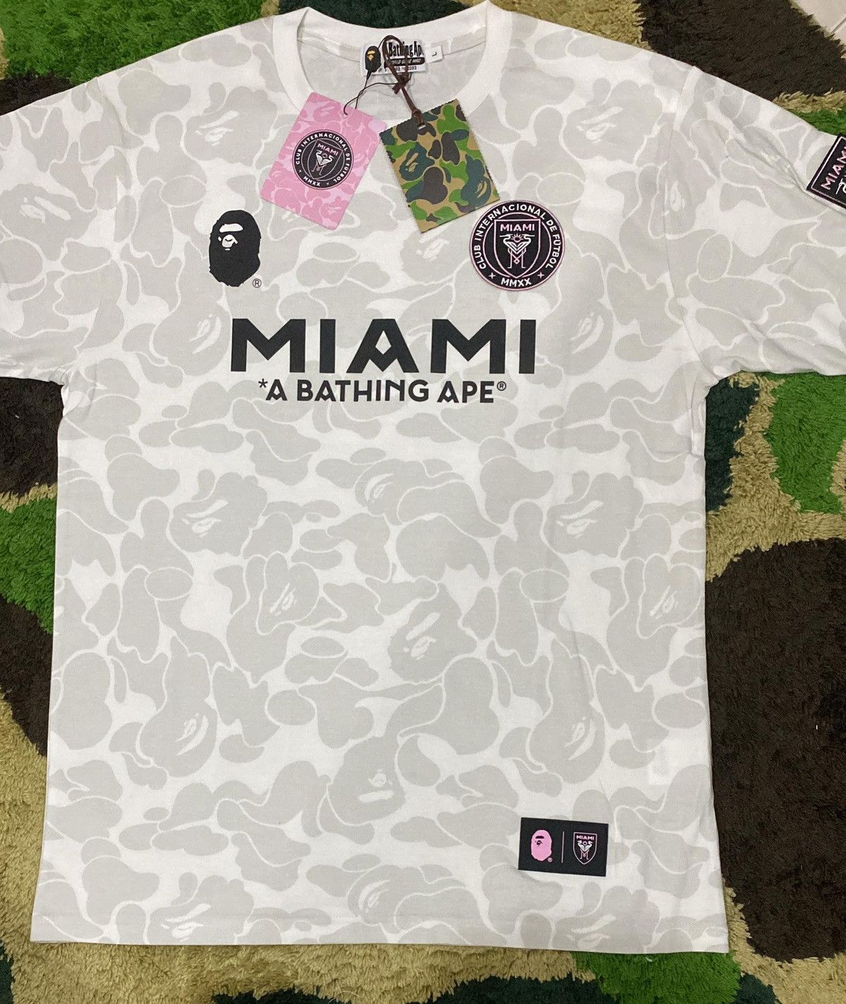 image of Bape X Inter Miami Cf Camo Tee in White, Men's (Size Large)