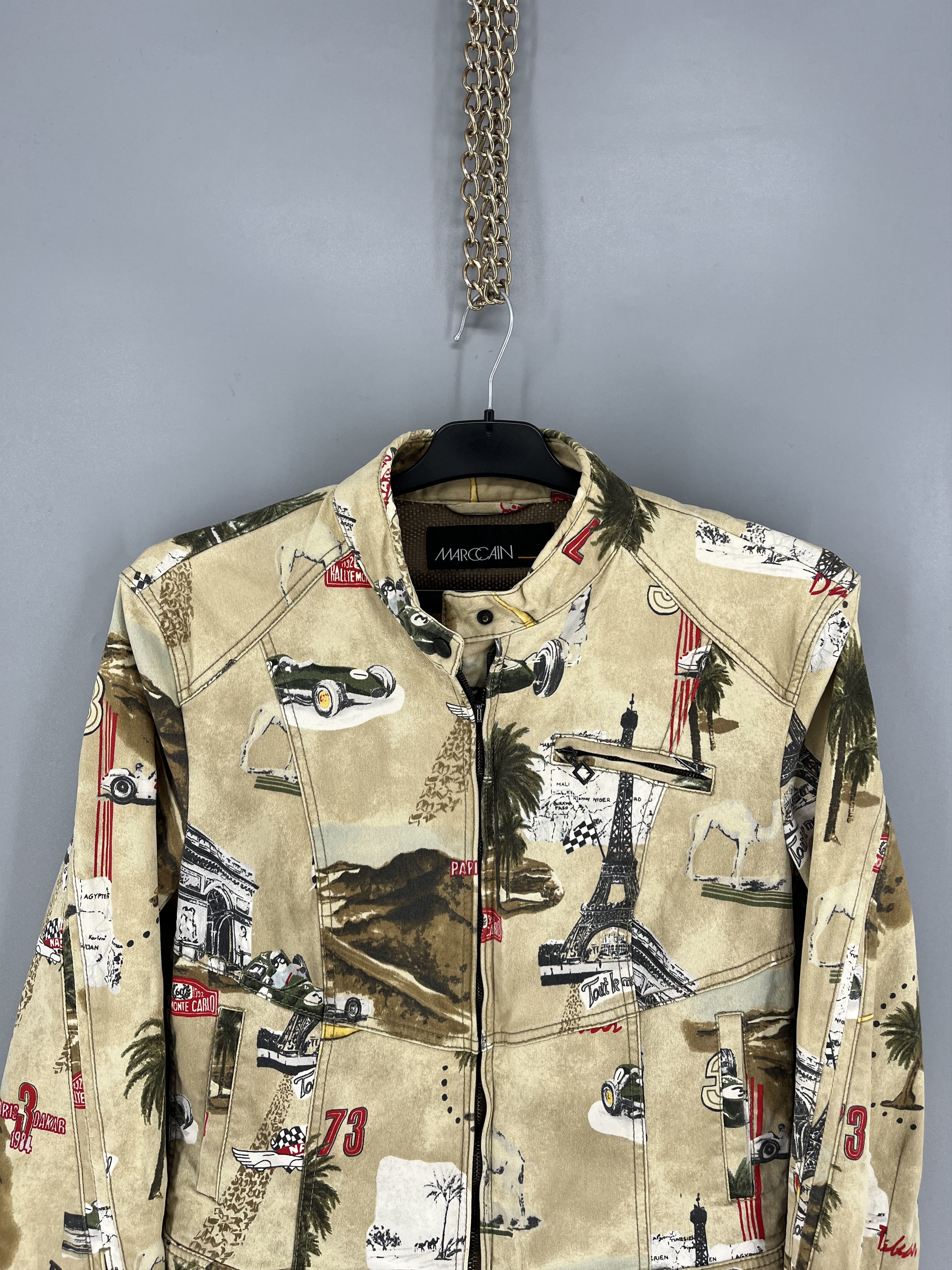 Vintage MARC CAIN Biker Moto Jacket Racing Print Stretch Cotton Size M / US 6-8 / IT 42-44 - 6 Thumbnail