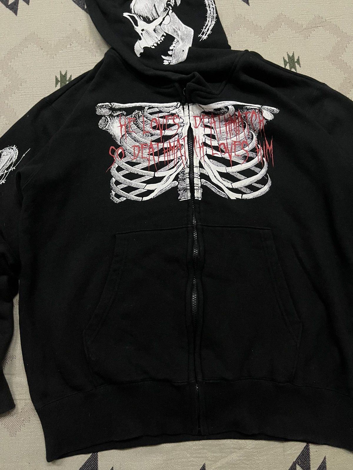 If Six Was Nine 00s IFSIXWASNINE STYLE BLACK GOTHIC SKELETON ZIP UP HOODIE Size US L / EU 52-54 / 3 - 4 Thumbnail