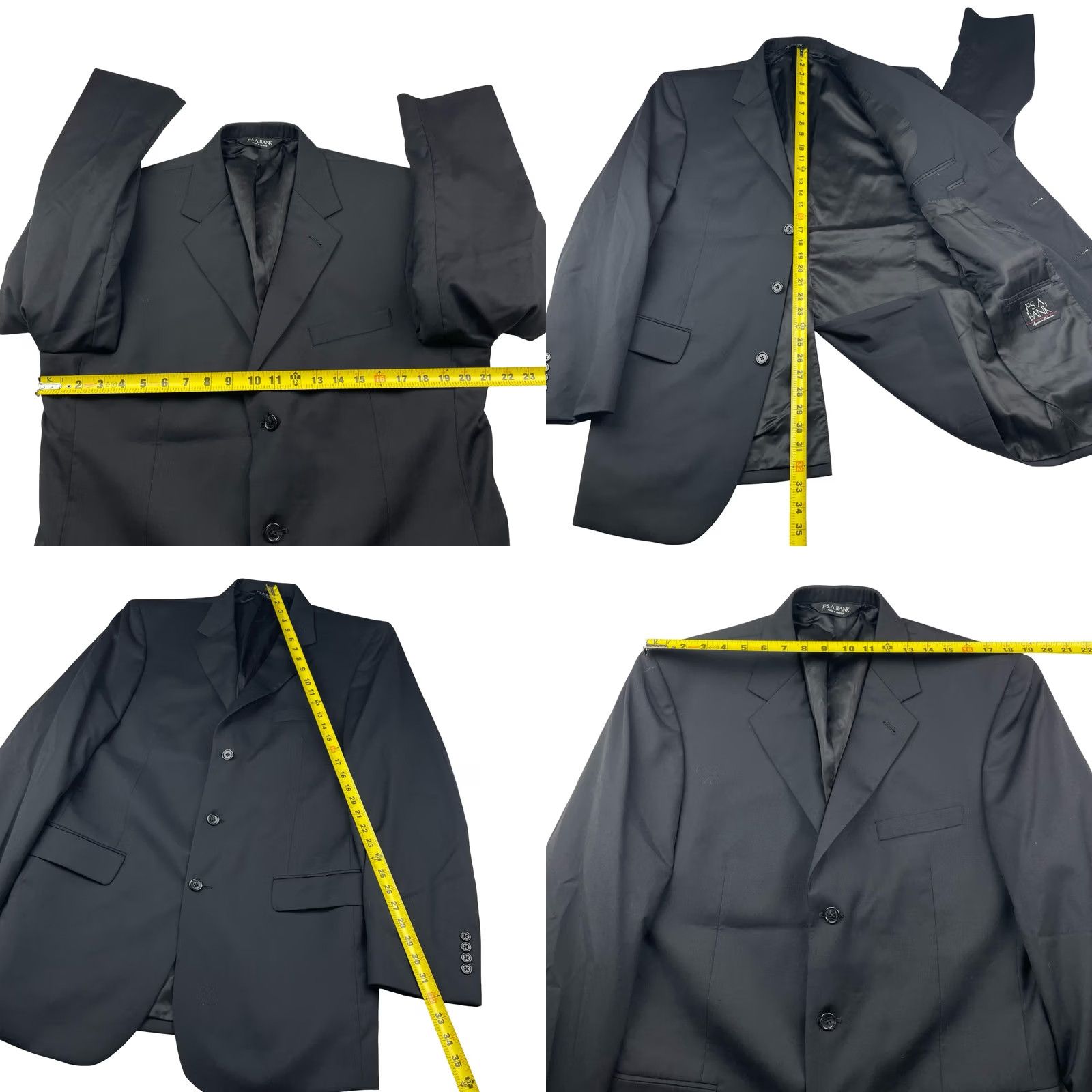 Jos. A. Bank Jos. A. Bank Men’s Blazer Jacket 100% Wool Black 42L Long 3-Button Notch Lapel Single-Vented Dry Clean Only MensN/A Size 42R - 8 Thumbnail