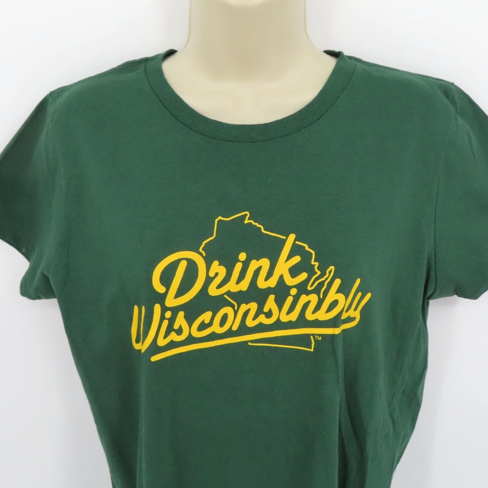 Vintage Drink Wisconsinbly Womens Large Green Crew Neck Short Sleeve T Shirt NEW Size L / US 10 / IT 46 - 2 Thumbnail